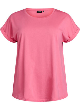 ZizziT-shirt met korte mouwen in een katoenmix, Roze, Packshot image number 0
