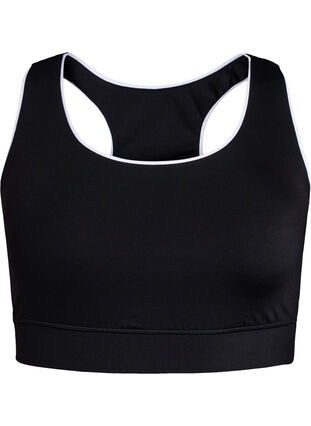 ZizziRacerback sport-bh met contrasterende biezen, Black w. Piping, Packshot image number 0