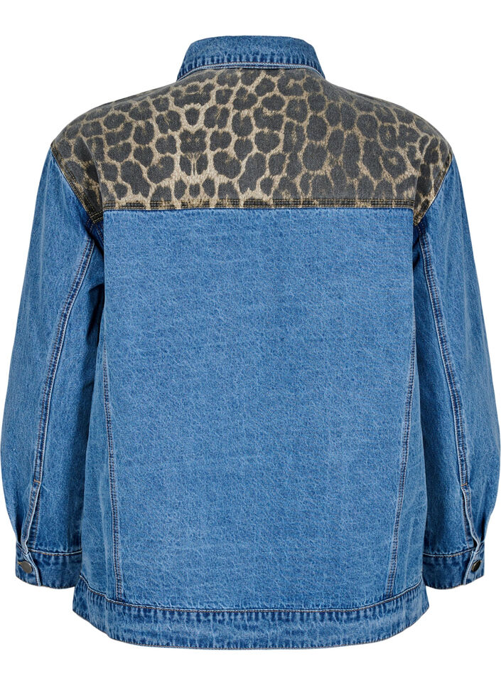 Denim shirt met luipaardprint details, LEO Color block, Packshot