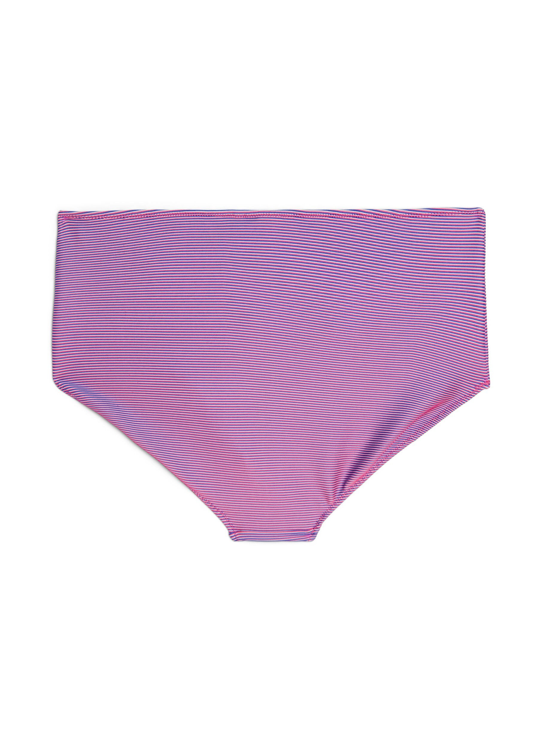 ZizziHigh waist bikinibroekje met een gestreepte structuur, Roze, Packshot image number 1