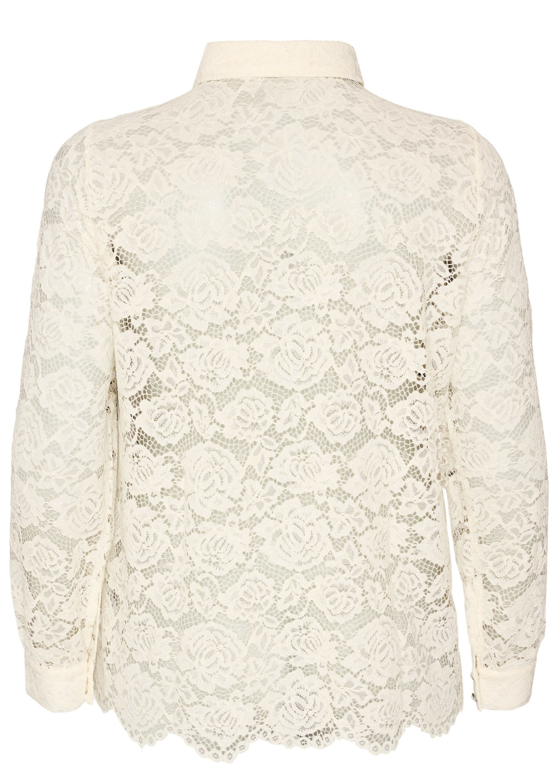ZizziKanten shirt met parelknopen, Vanille, Packshot image number 1