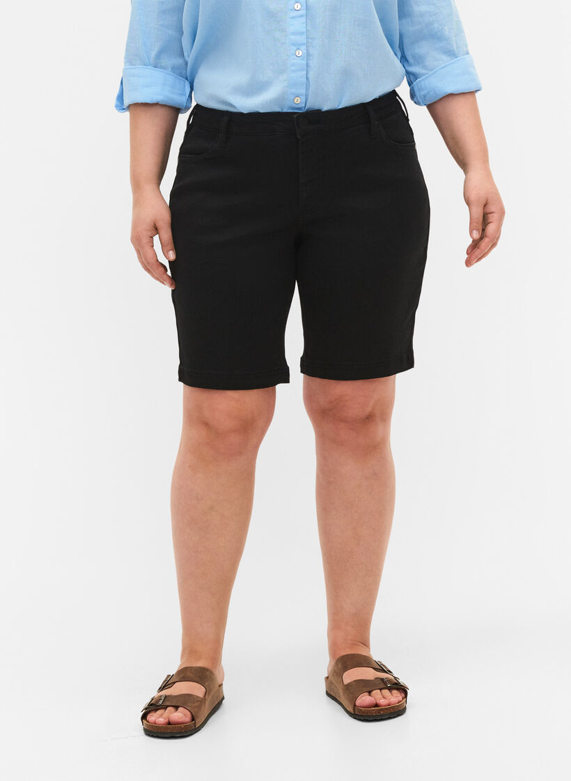 slim fit Emily shorts met normale taille, Zwart, Model image number 4