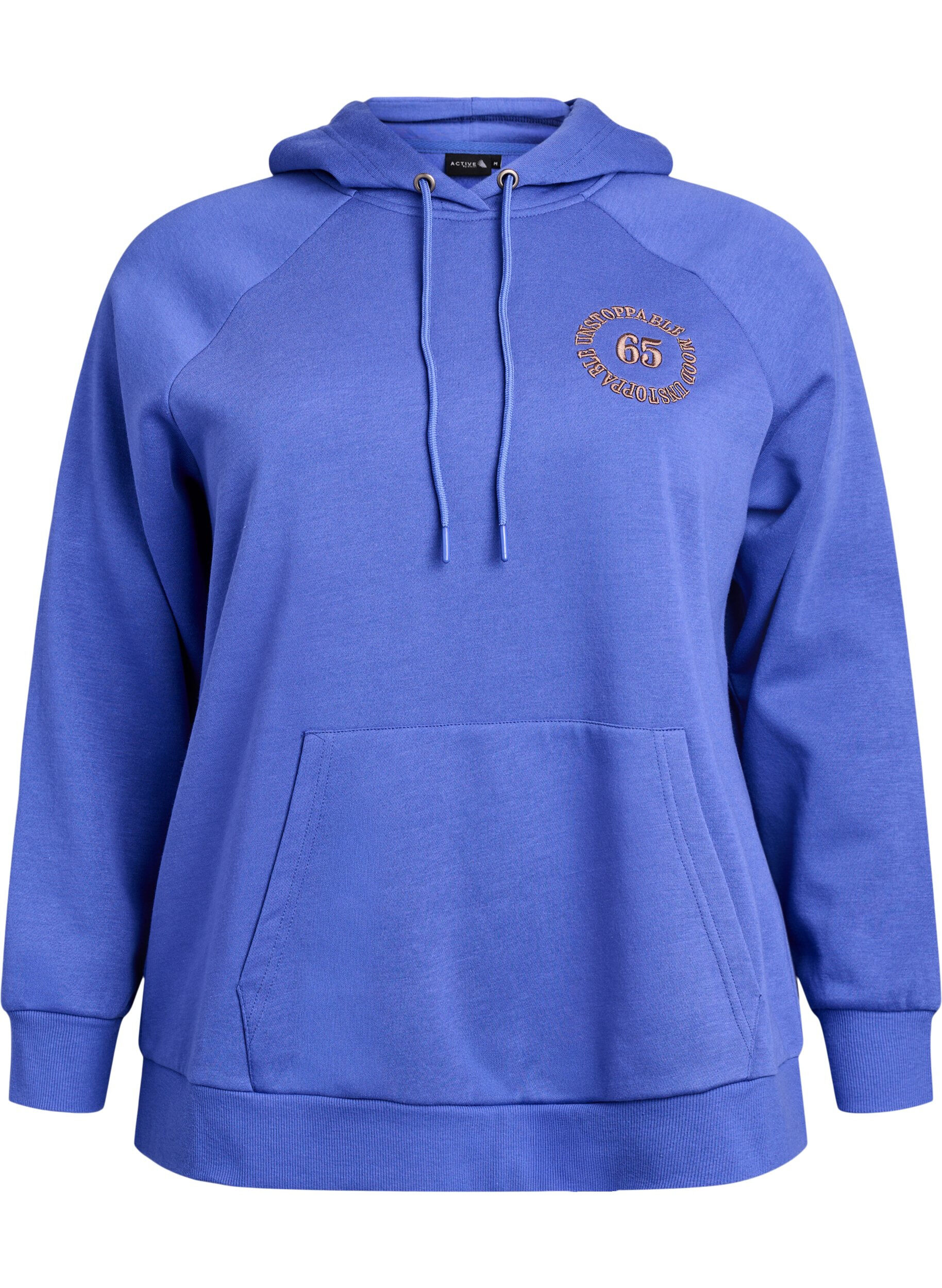 ZizziHoodie met geborduurd frontmotief, Blauw, Packshot image number 0