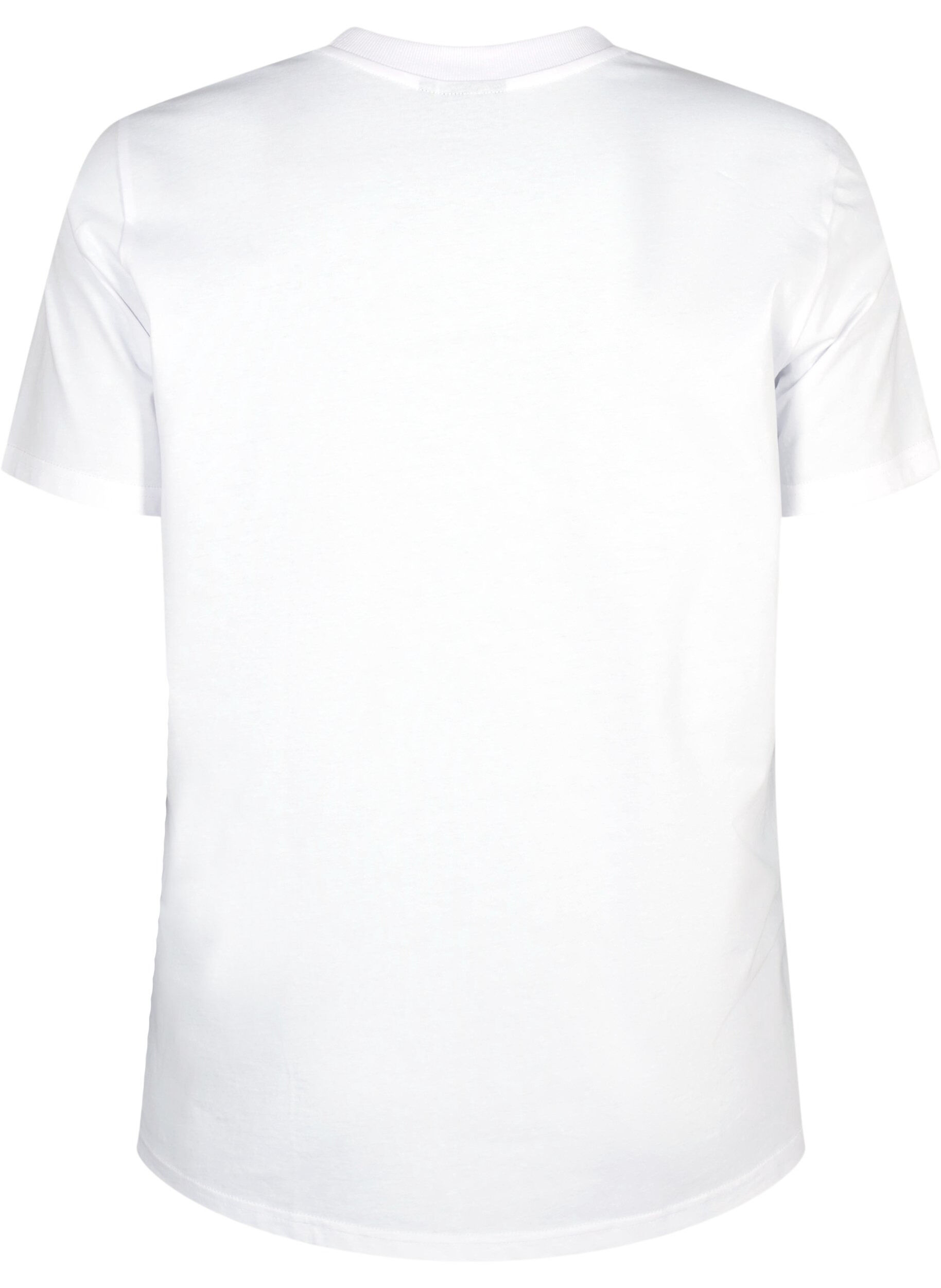 ZizziBasic katoenen T-shirt met ronde hals, Wit, Packshot image number 1