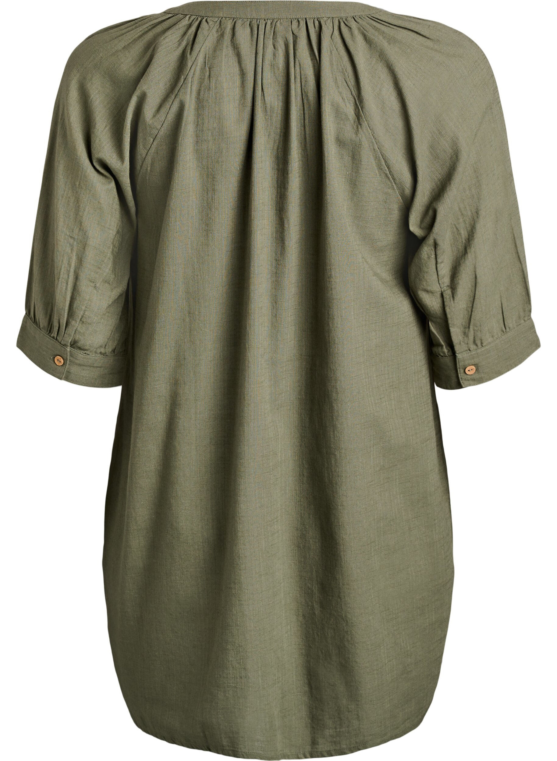ZizziKatoenen tuniek met V-hals, Groen, Packshot image number 1