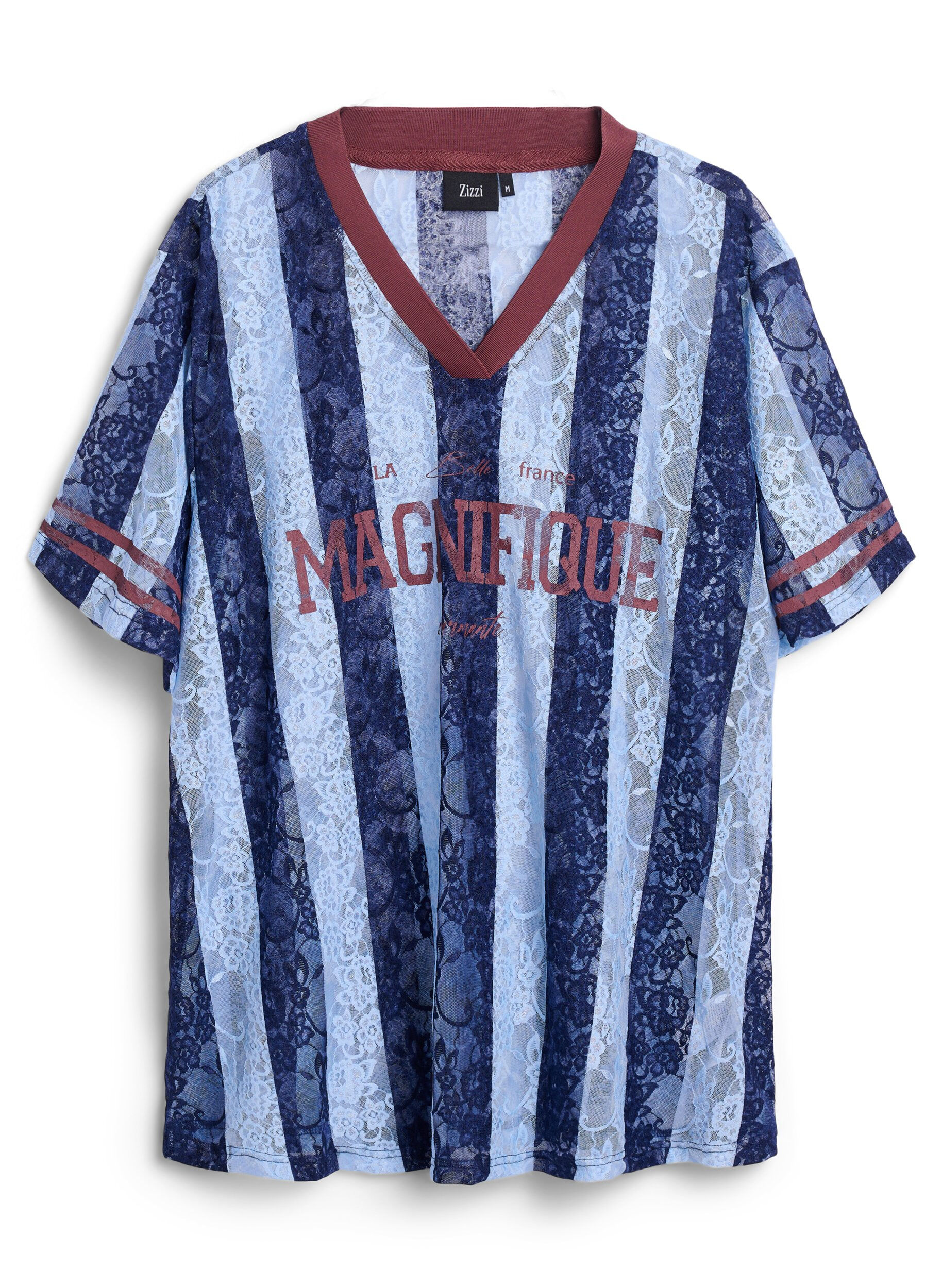 Gestreepte kanten blouse met opvallende print