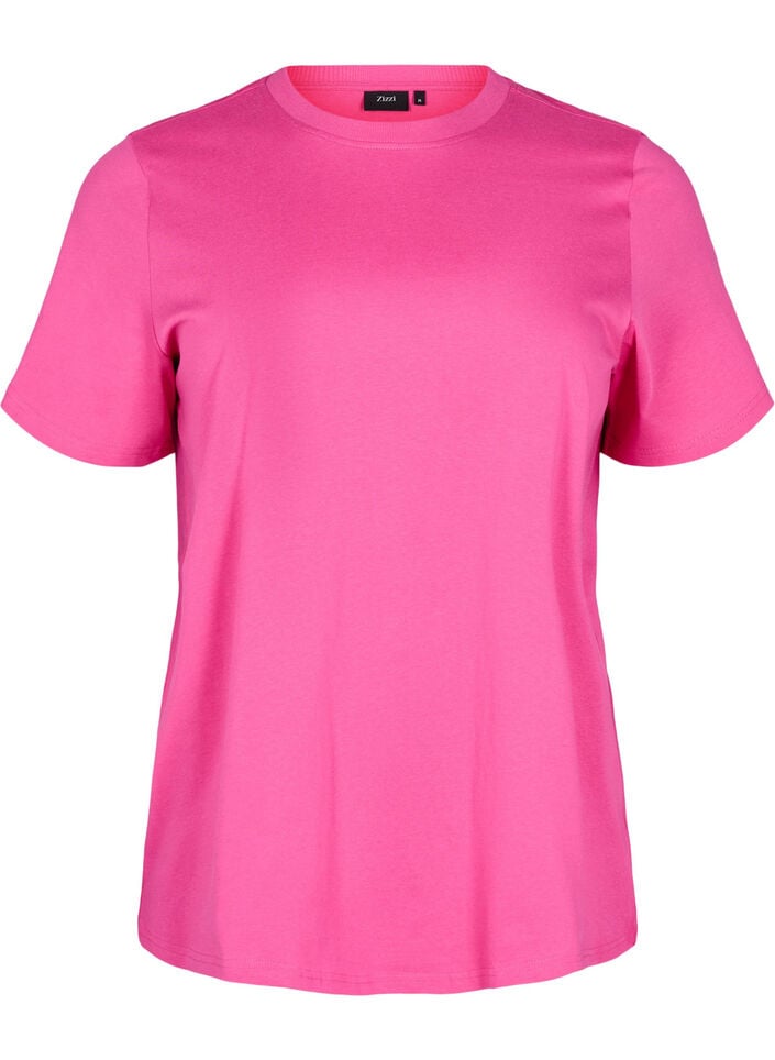 Basic katoenen T-shirt met ronde hals, Roze, Packshot image number 0