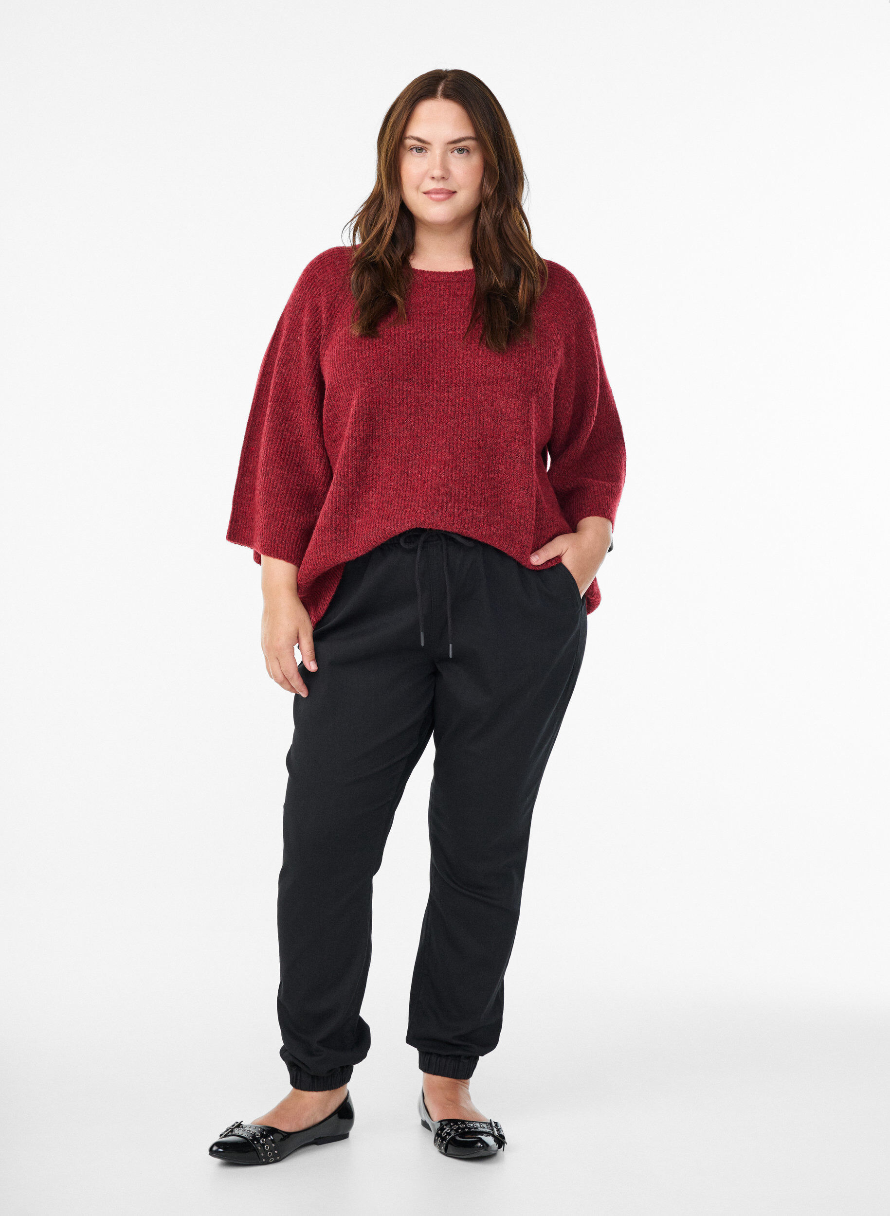 Denim joggers met zakken, Zwart, Model