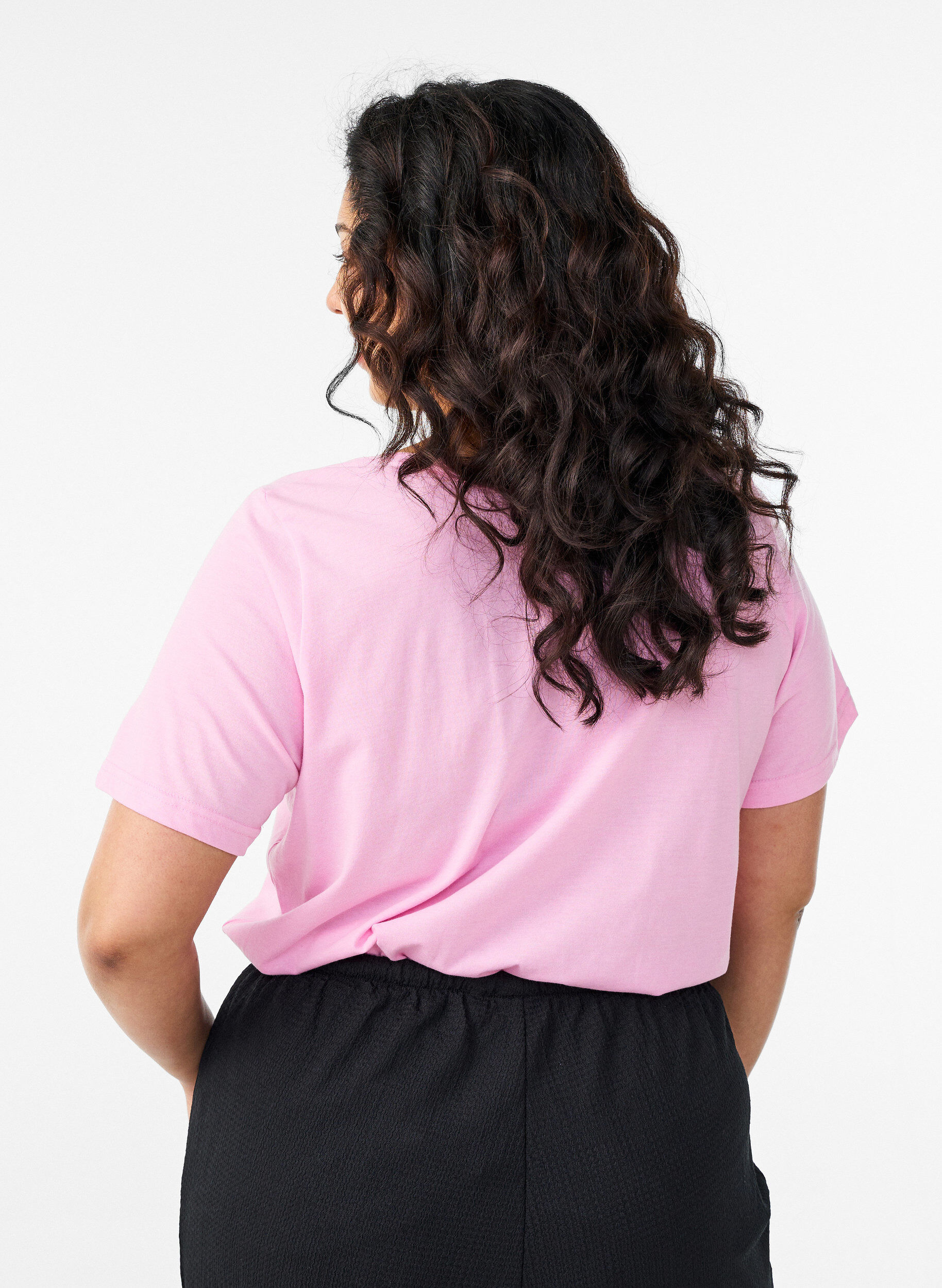 ZizziT-shirt met V-hals, Roze, Model image number 2