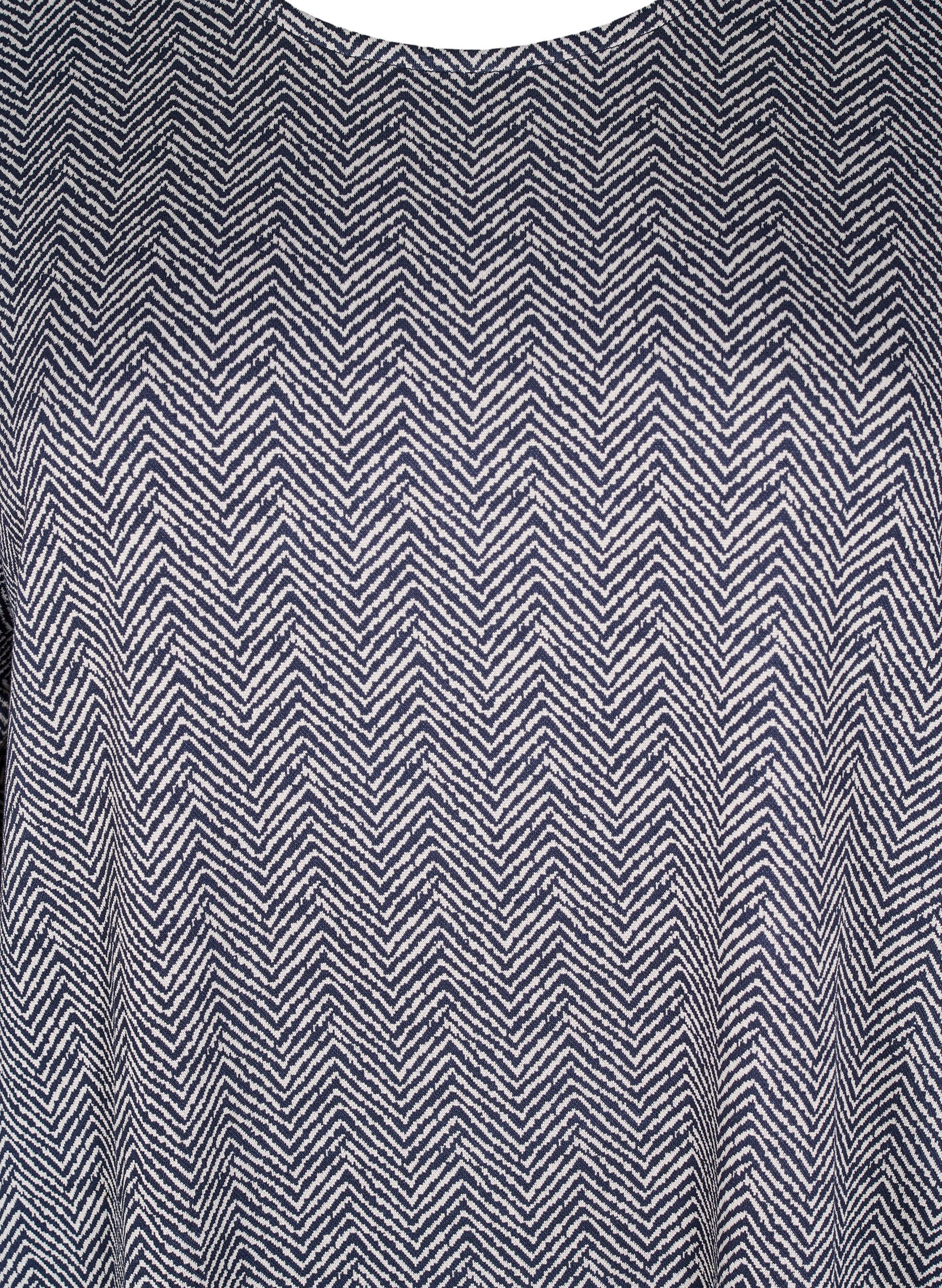 ZizziJurk met patroon en 3/4 mouwen, Blauw, Packshot image number 2