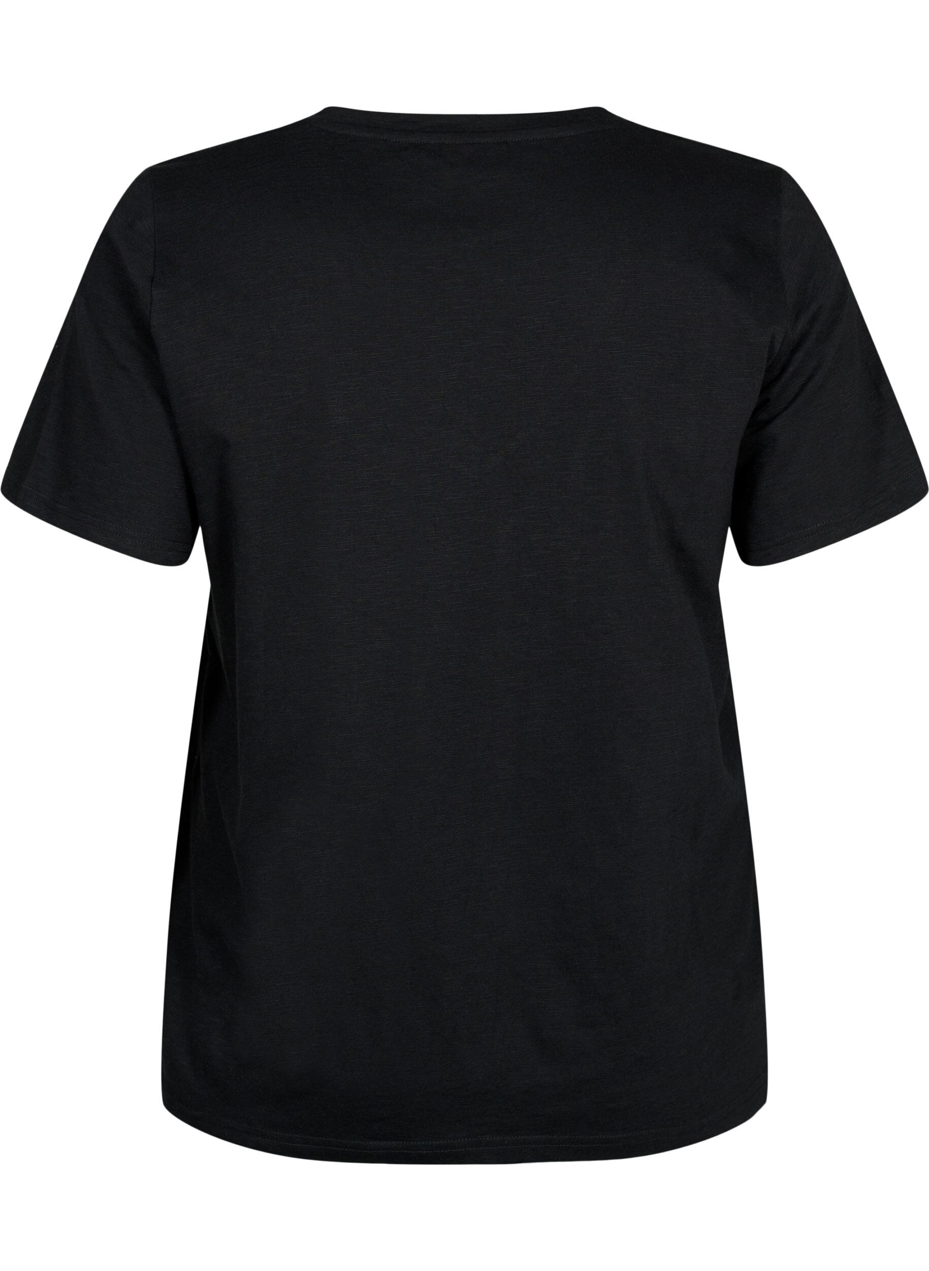 ZizziBasic t-shirt met korte mouwen en v-hals, Zwart, Packshot image number 1