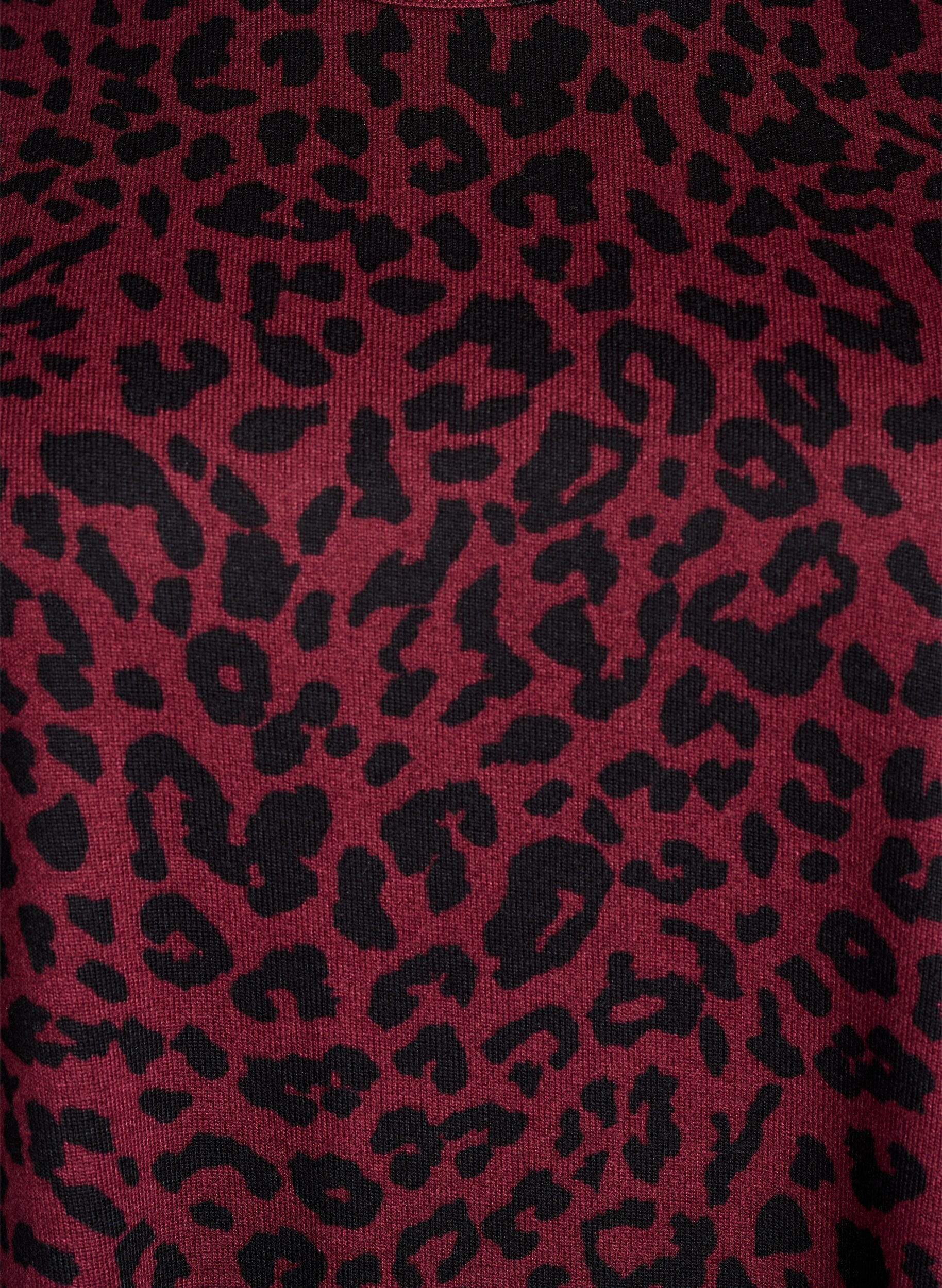 ZizziLuipaardprint blouse met lange mouwen, Donker Bordeaux, Packshot image number 2