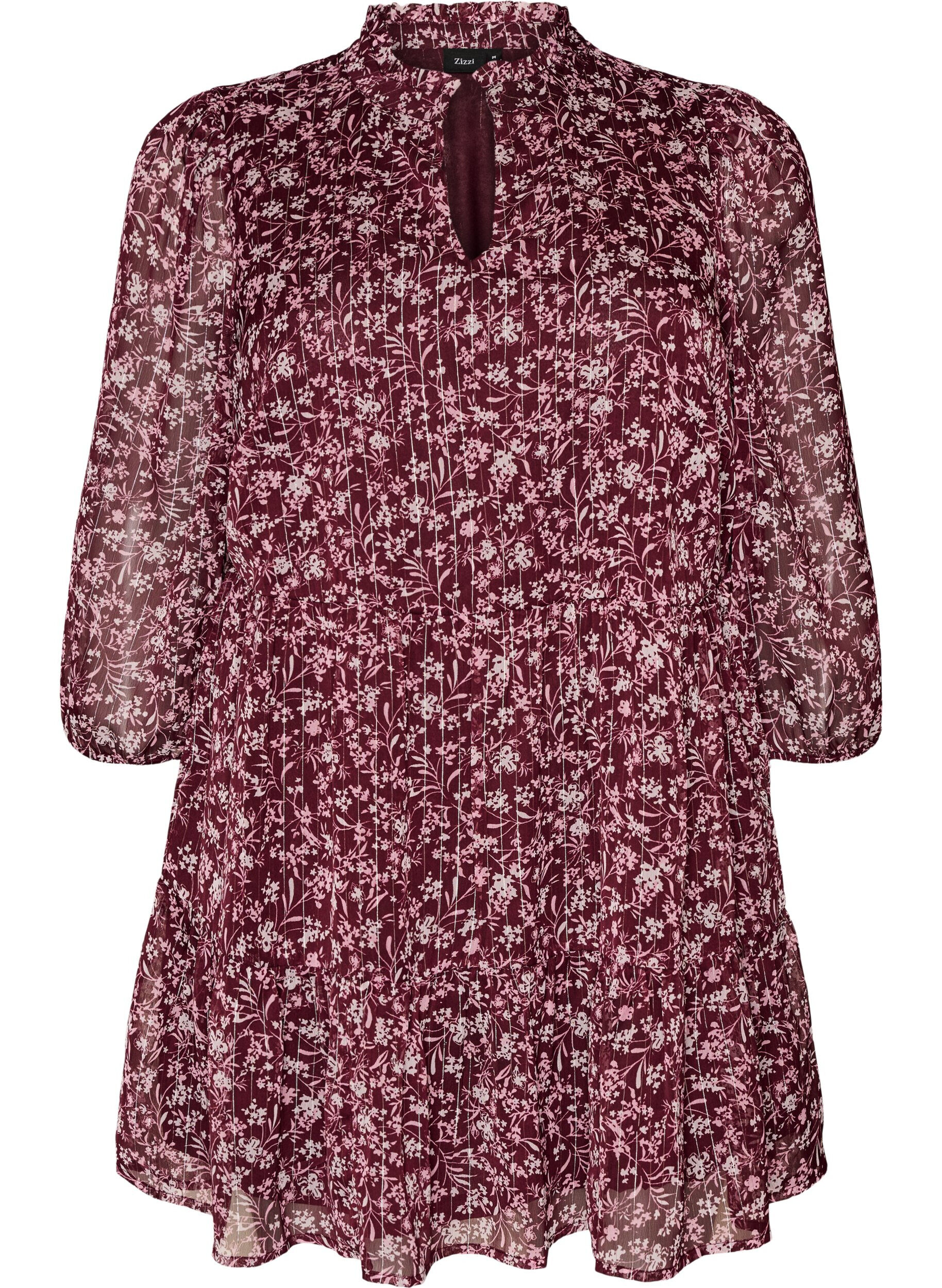 Tuniek met bloemenprint en glitterdraden