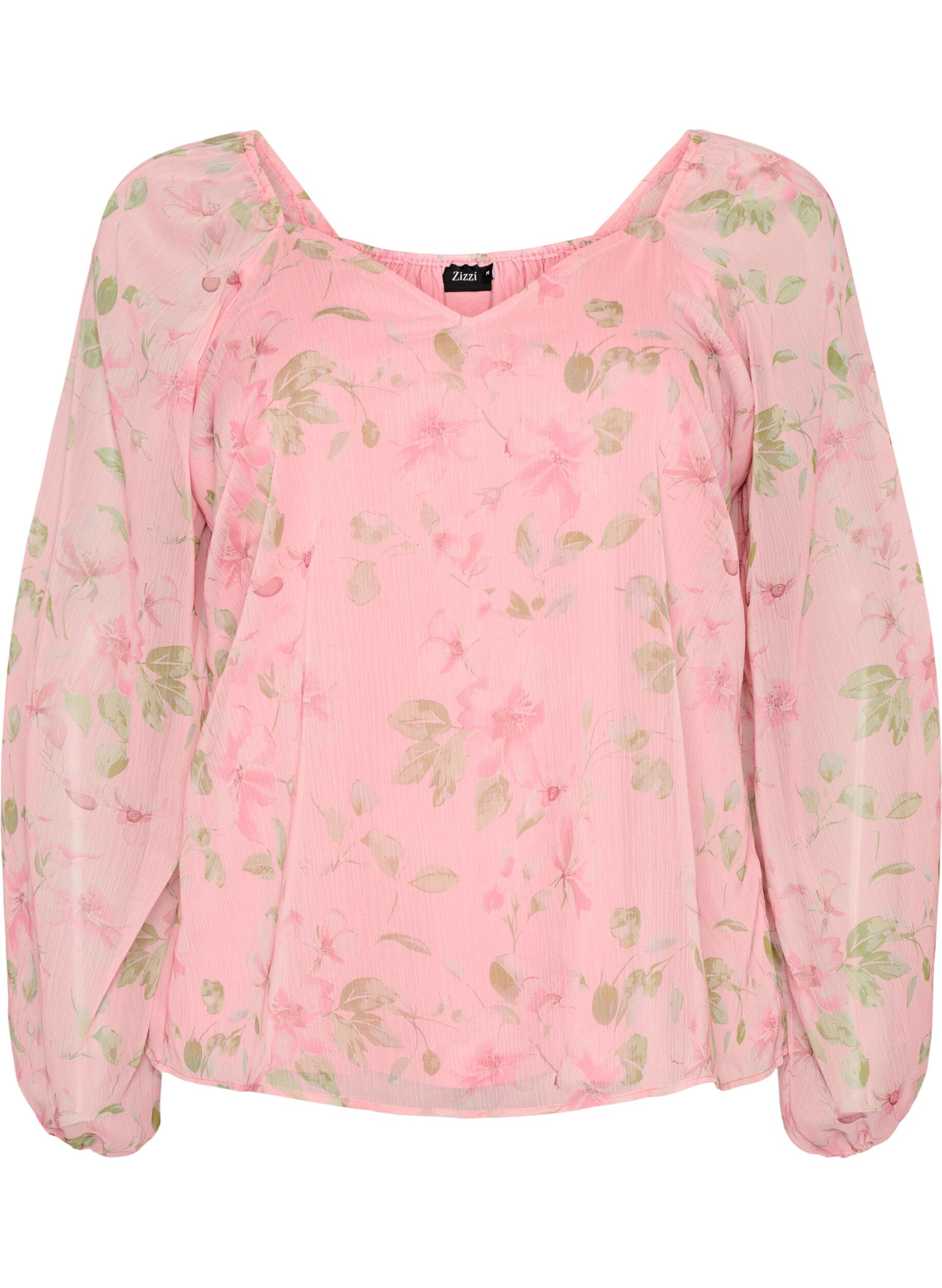 Chiffon blouse met bloemenprint en lange mouwen