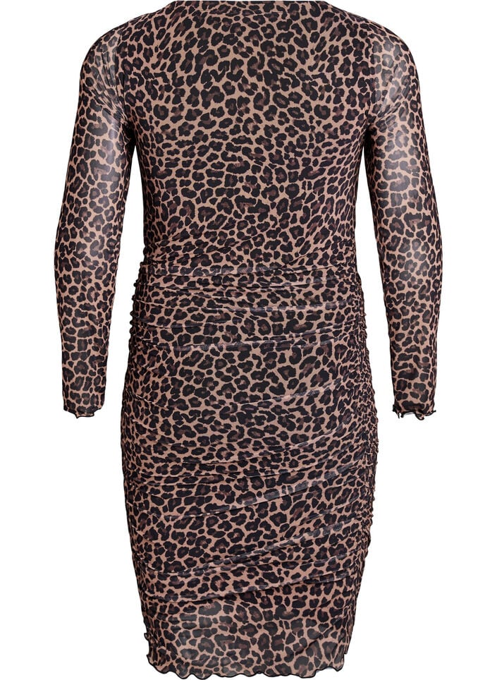 Korte jurk van mesh met luipaardprint, Leo comb, Packshot