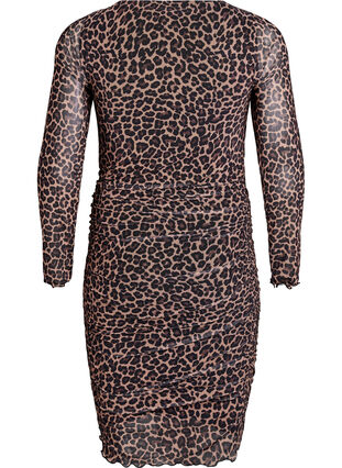ZizziKorte jurk van mesh met luipaardprint, Leo comb, Packshot image number 1