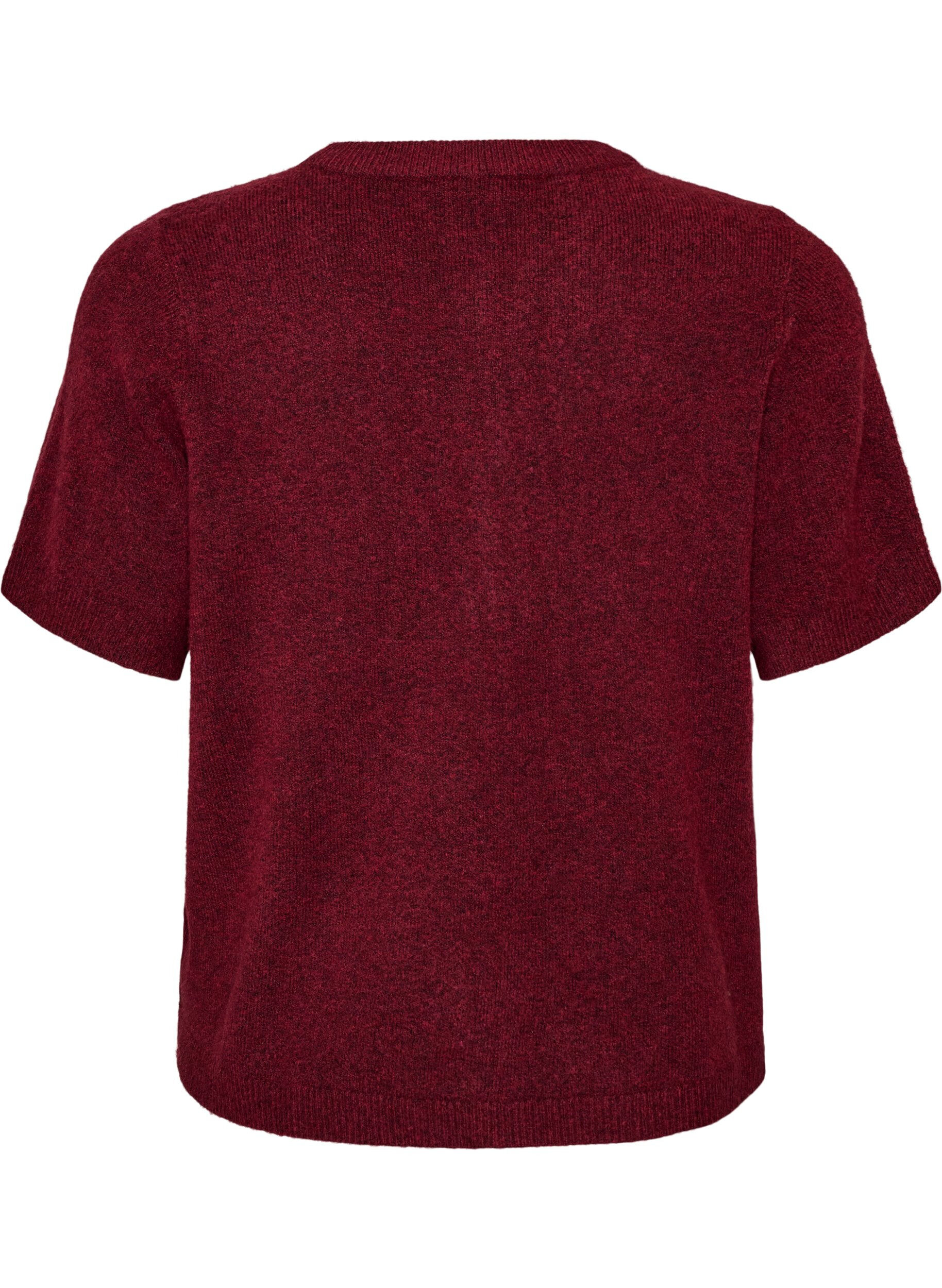 ZizziGebreid vest met korte mouwen, Rood, Packshot image number 1