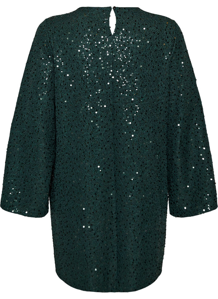 Korte jurk met pailletten in een A-lijn, Groen, Packshot image number 1