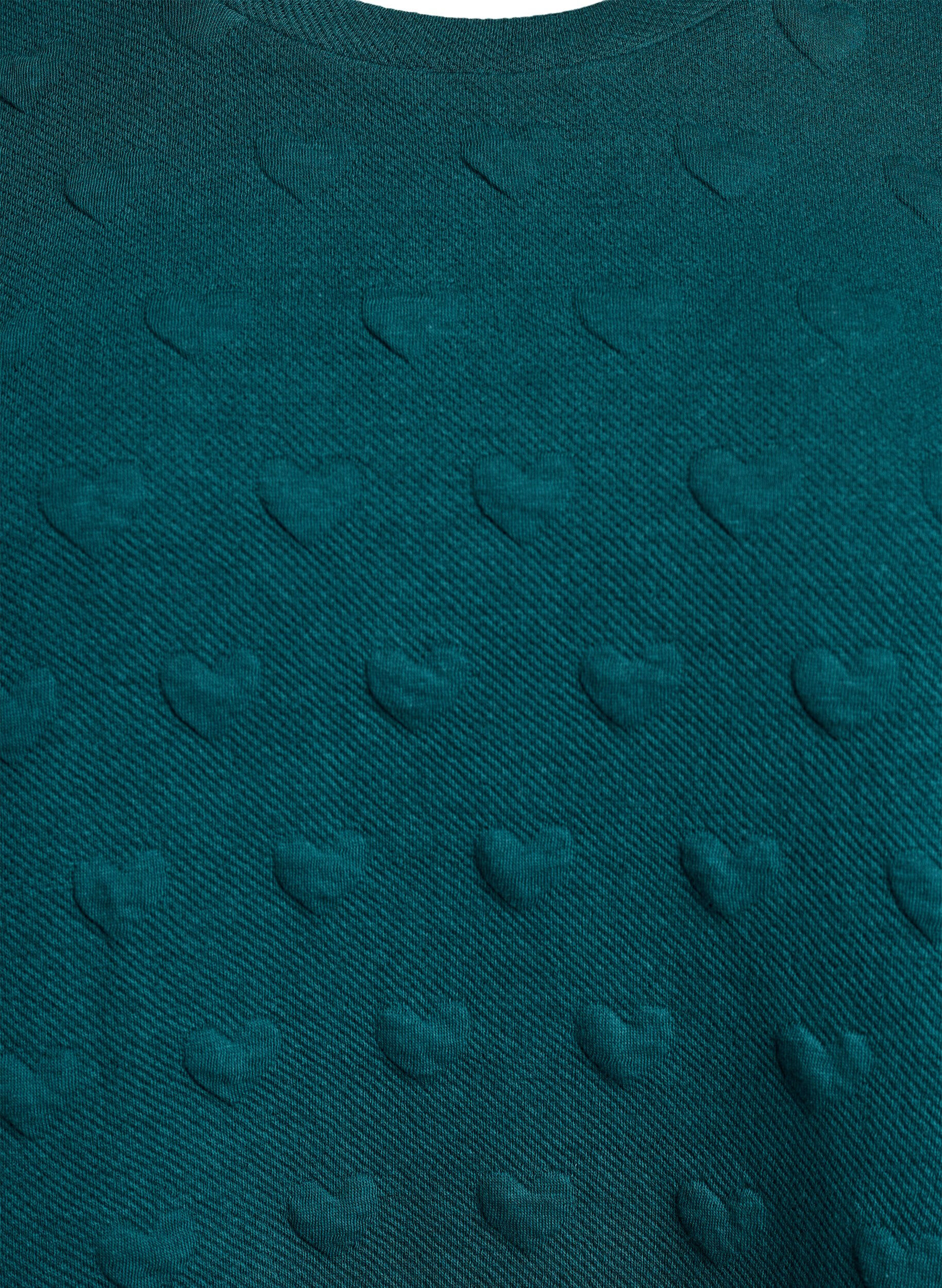 ZizziT-shirt van embossen katoenen jersey, Groen, Packshot image number 2