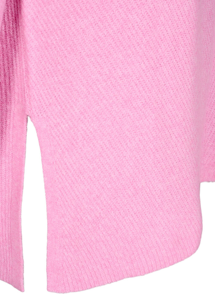 Gebreide blouse met ronde hals, Begonia Pink Mel., Packshot image number 3
