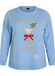 Gebreide blouse met een kerstmotief, Blauw, Packshot image number 0