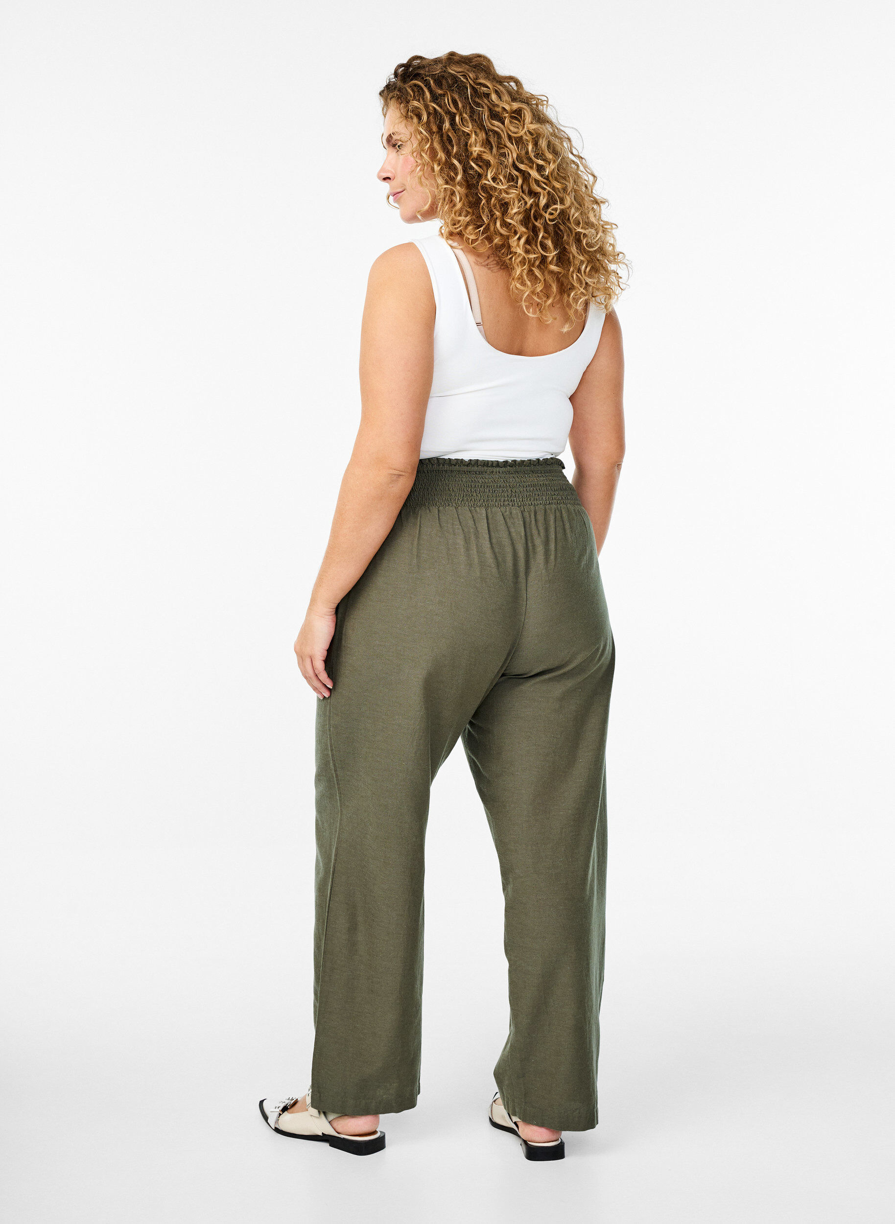ZizziSmock broek met linnen, Groen, Model image number 1