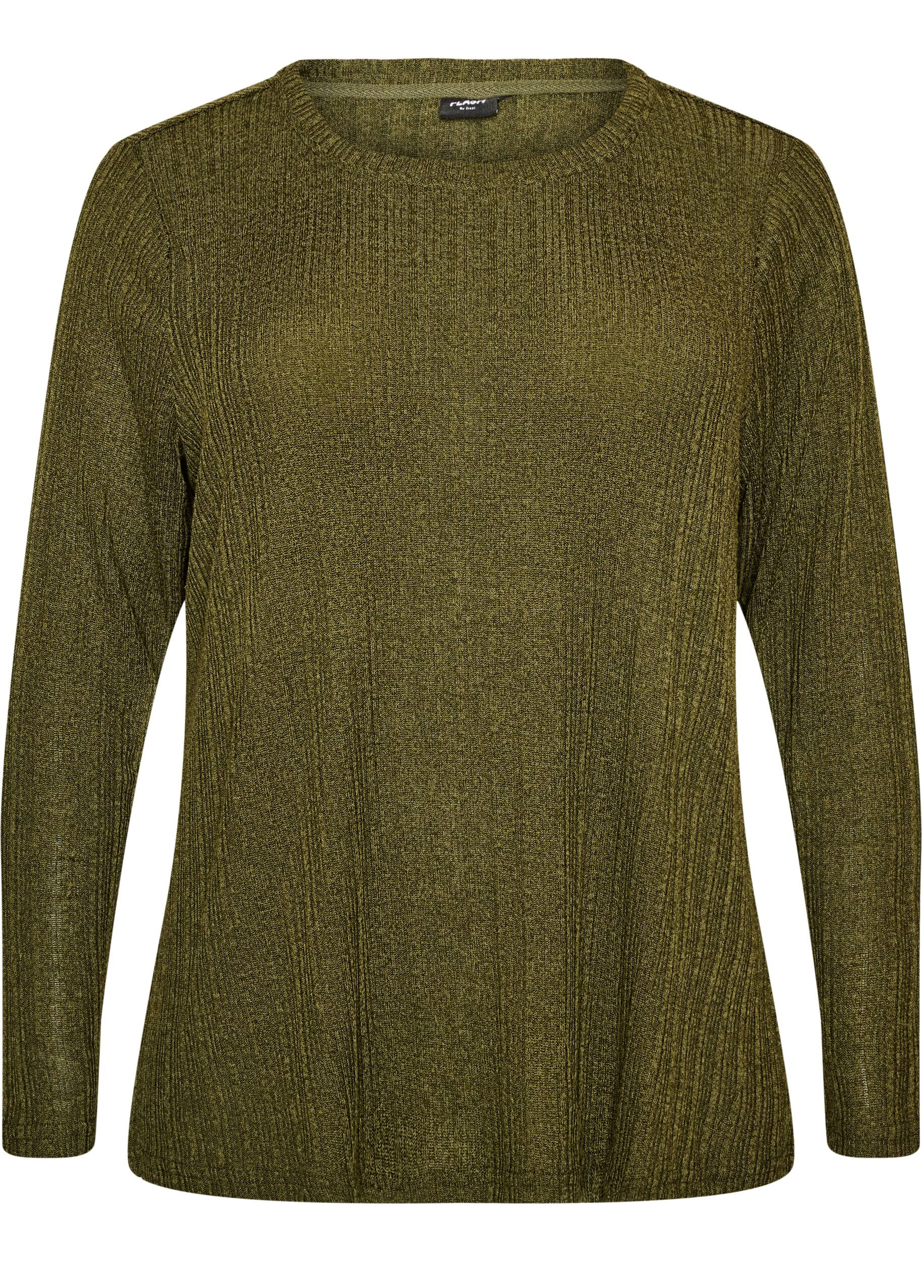 Jersey blouse met geribde structuur en lange mouwen