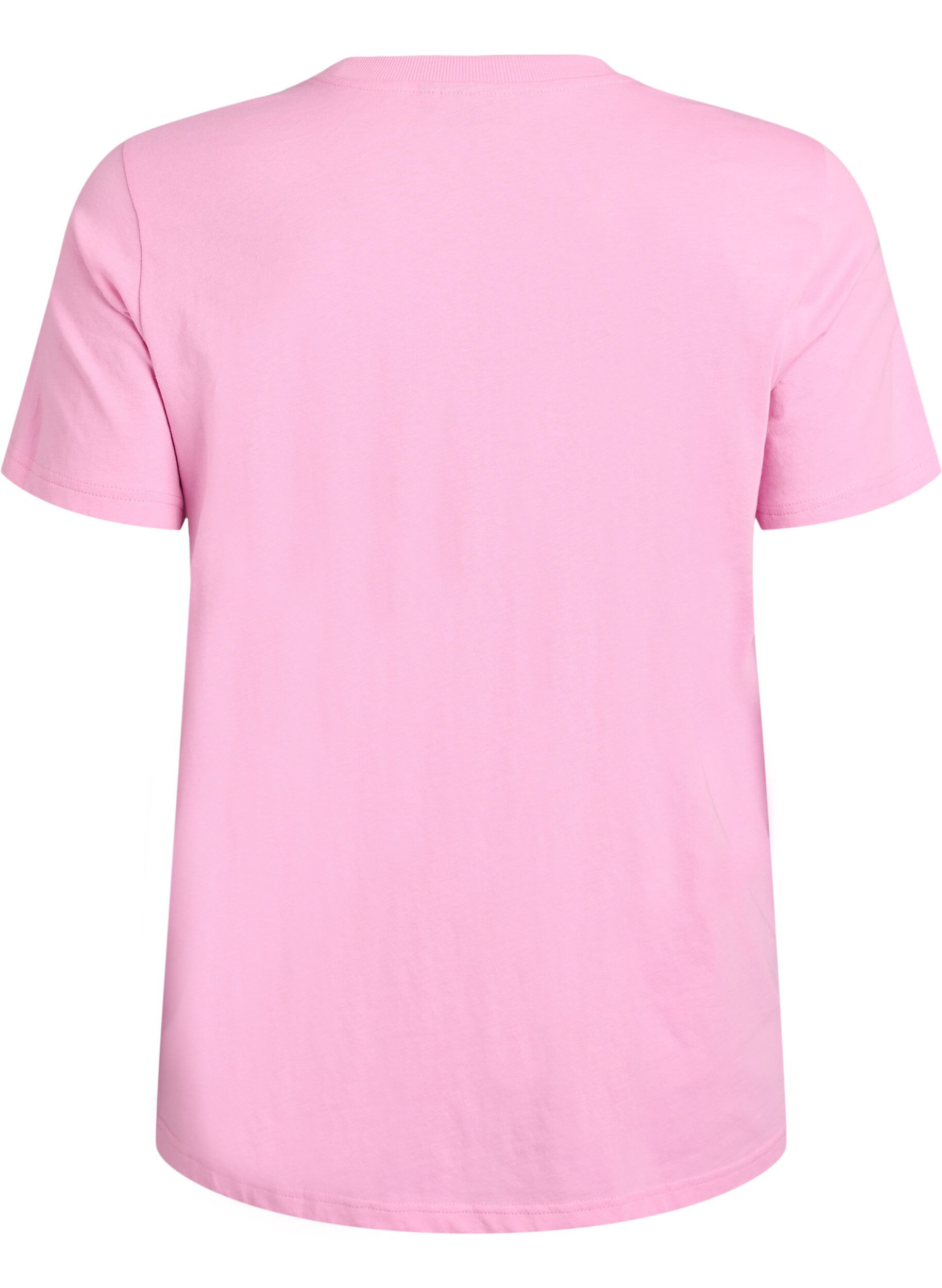 ZizziBasic katoenen T-shirt met ronde hals, Roze, Packshot image number 1
