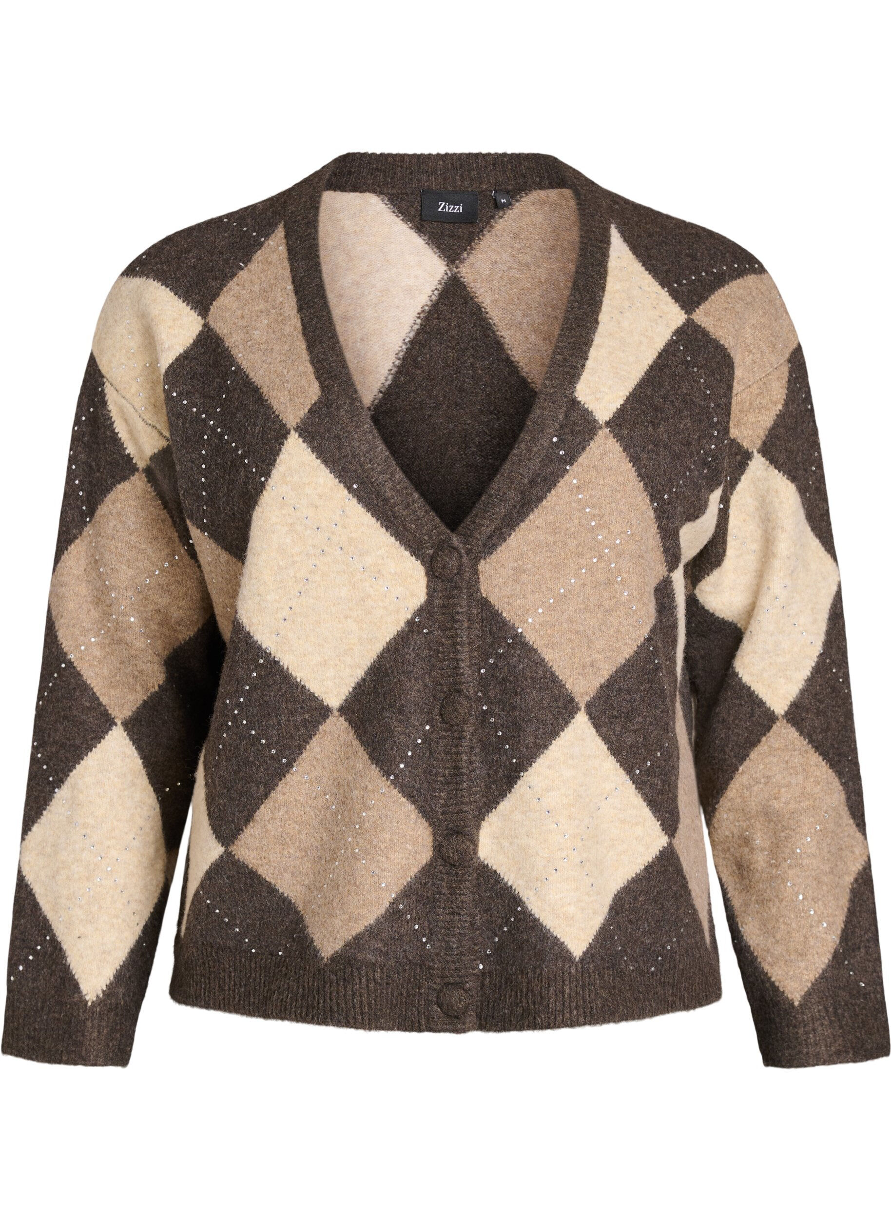 Argyle vest met strass-steentjes