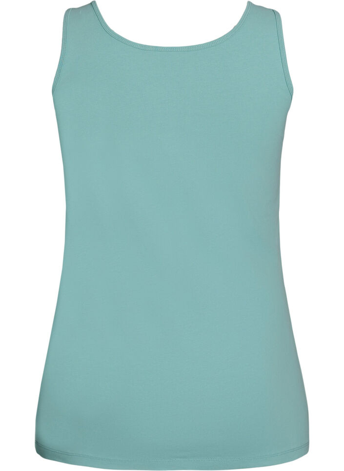 Effen gekleurd basic top in katoen, Groen, Packshot image number 1
