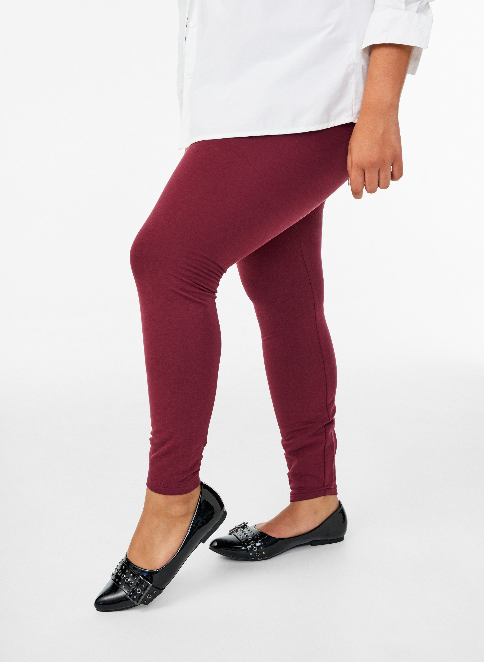 Katoenen legging met voering, Donker Bordeaux, Model