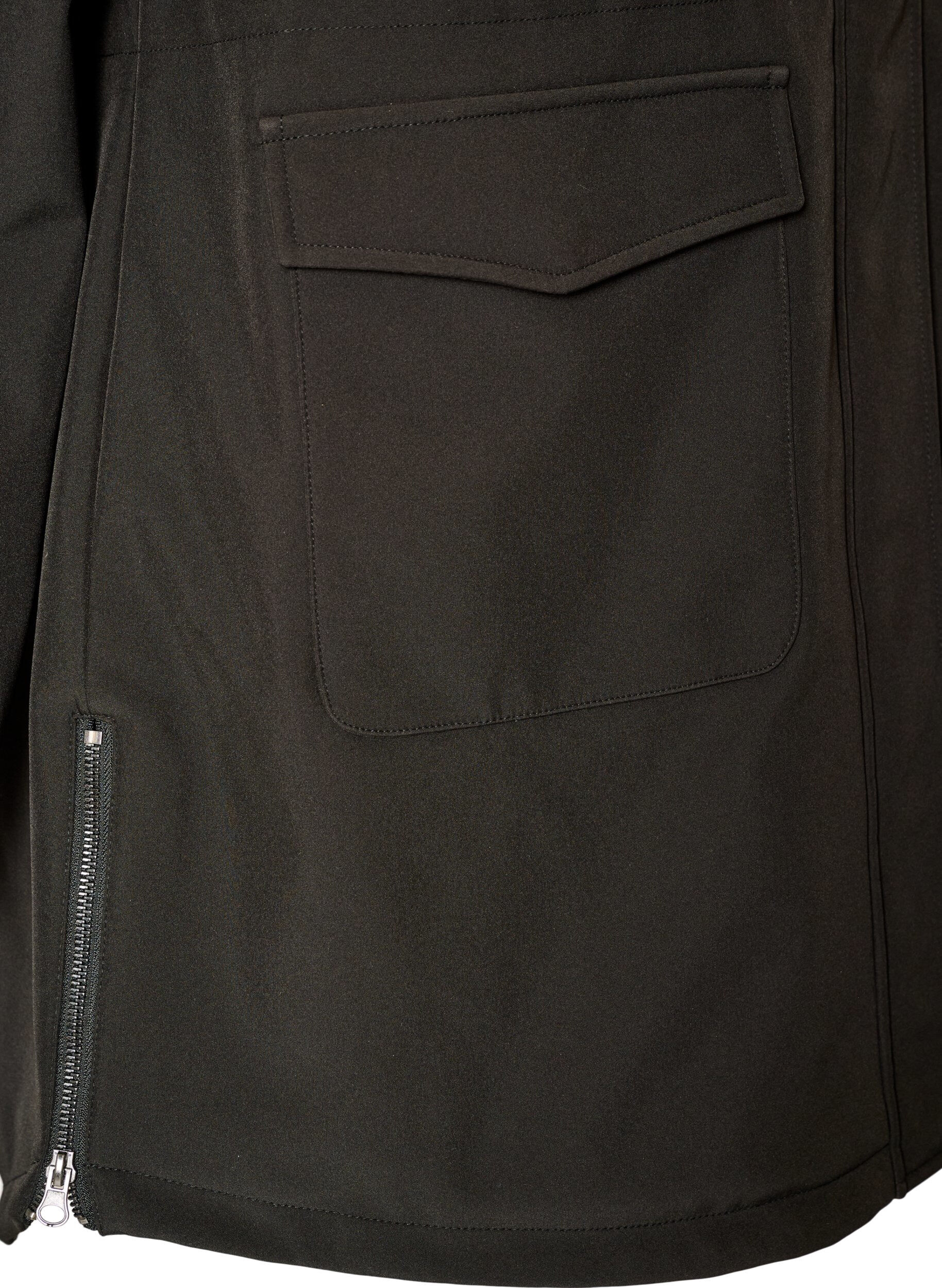 ZizziWaterafstotende softshell-jas met gewatteerde voering, Zwart, Packshot image number 1