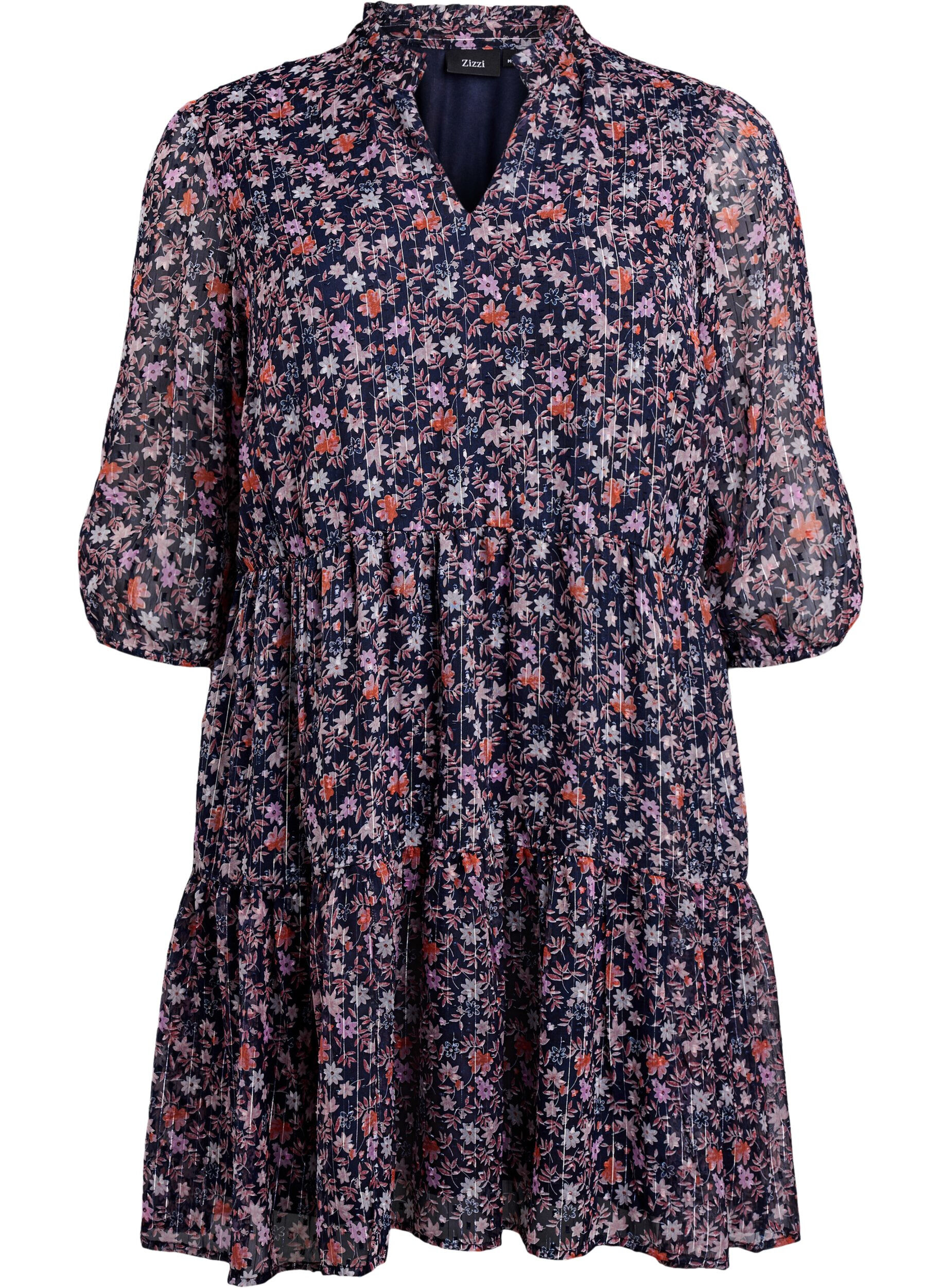 Tunic met bloemenprint en glitterdraden