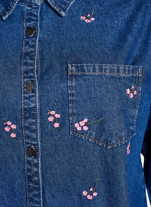 ZizziDenim shirt met geborduurde bloemen, B. D. Pink Flower, Packshot image number 2