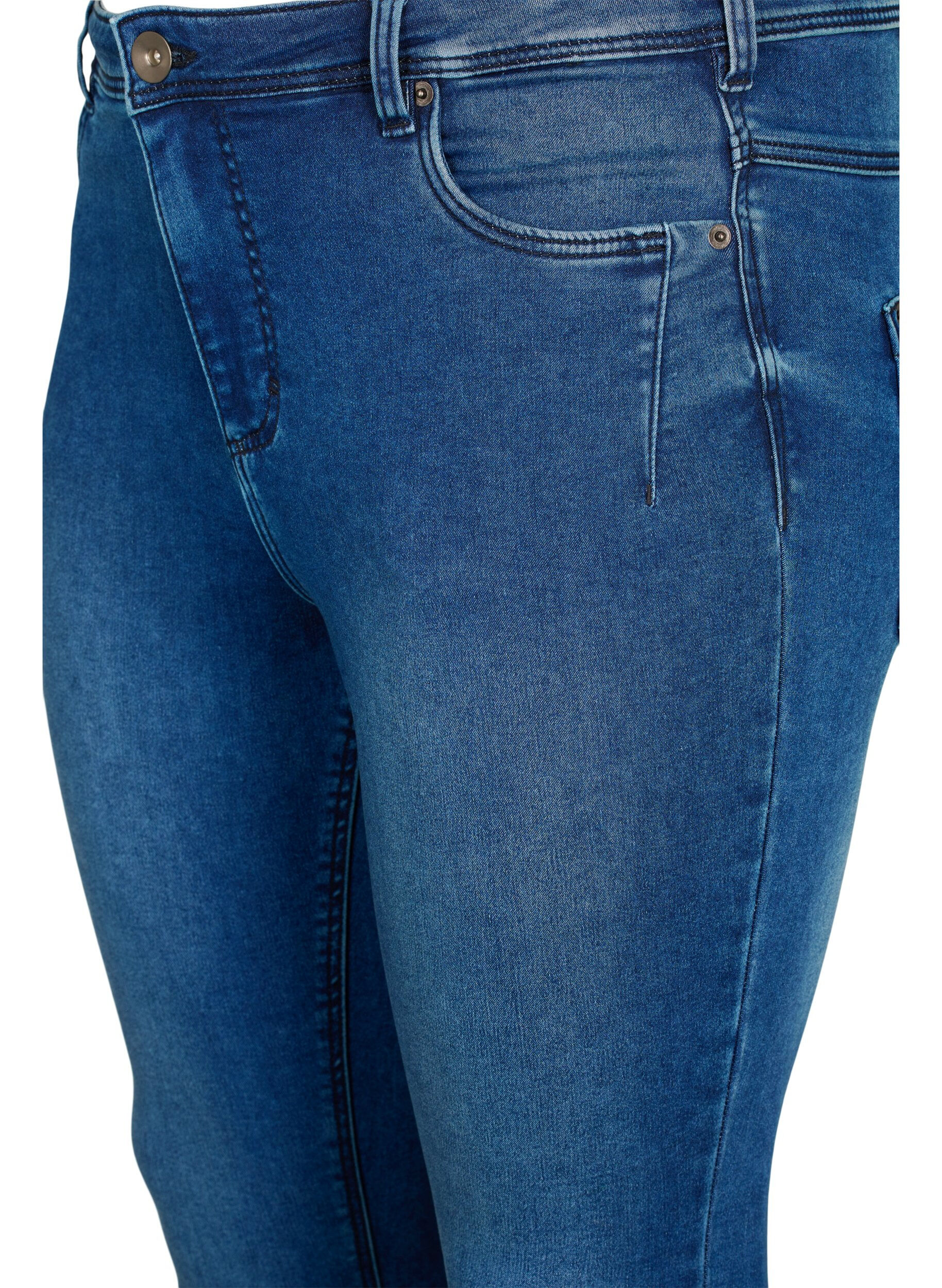 ZizziGecropte Amy jeans met ritssluiting details, Blauw, Packshot image number 2
