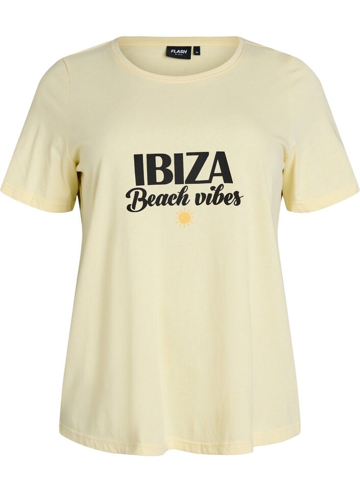 T-shirt met print, Geel, Packshot image number 0
