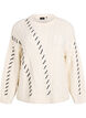 Gebreide blouse met kabelpatroon en contrastdetails, Beige, Packshot image number 0