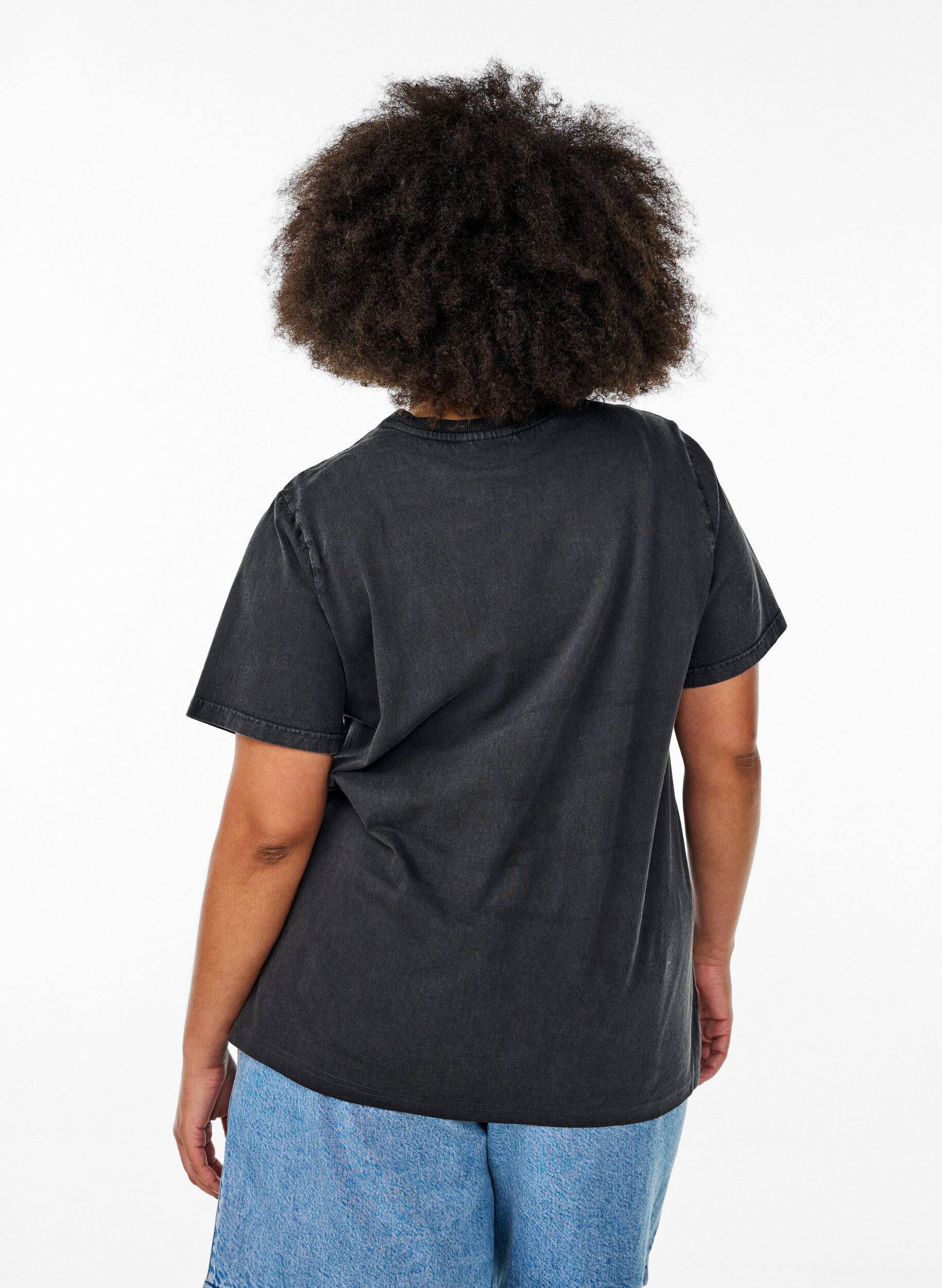 ZizziT-shirt van biologisch katoen met statementprint, Grijs, Model image number 2