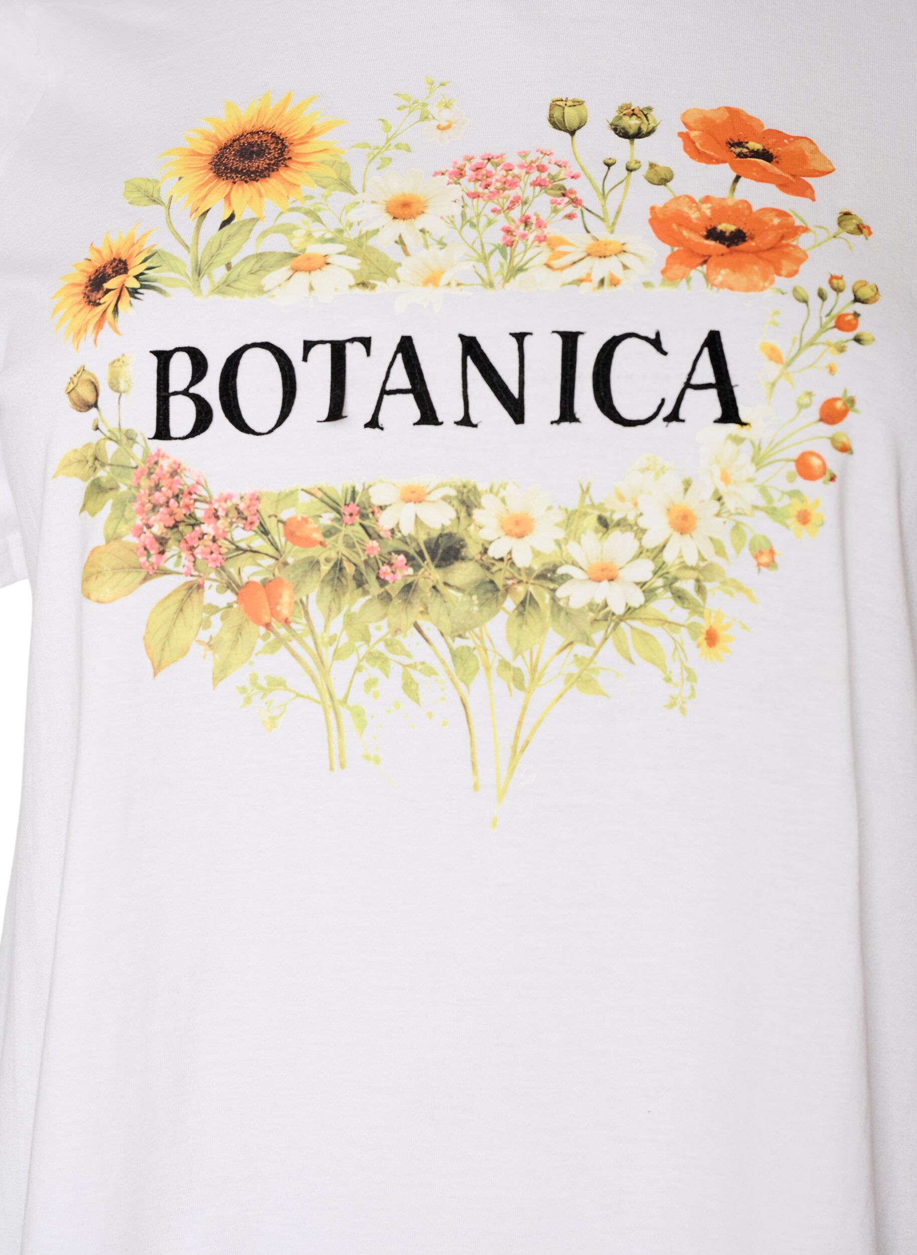ZizziOrganisch katoenen T-shirt met print aan de voorkant, Wit, Packshot image number 2