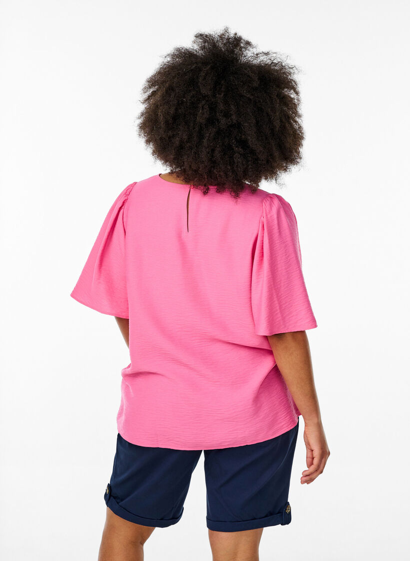 Blouse met korte, wijde mouwen, Roze, Model image number 2