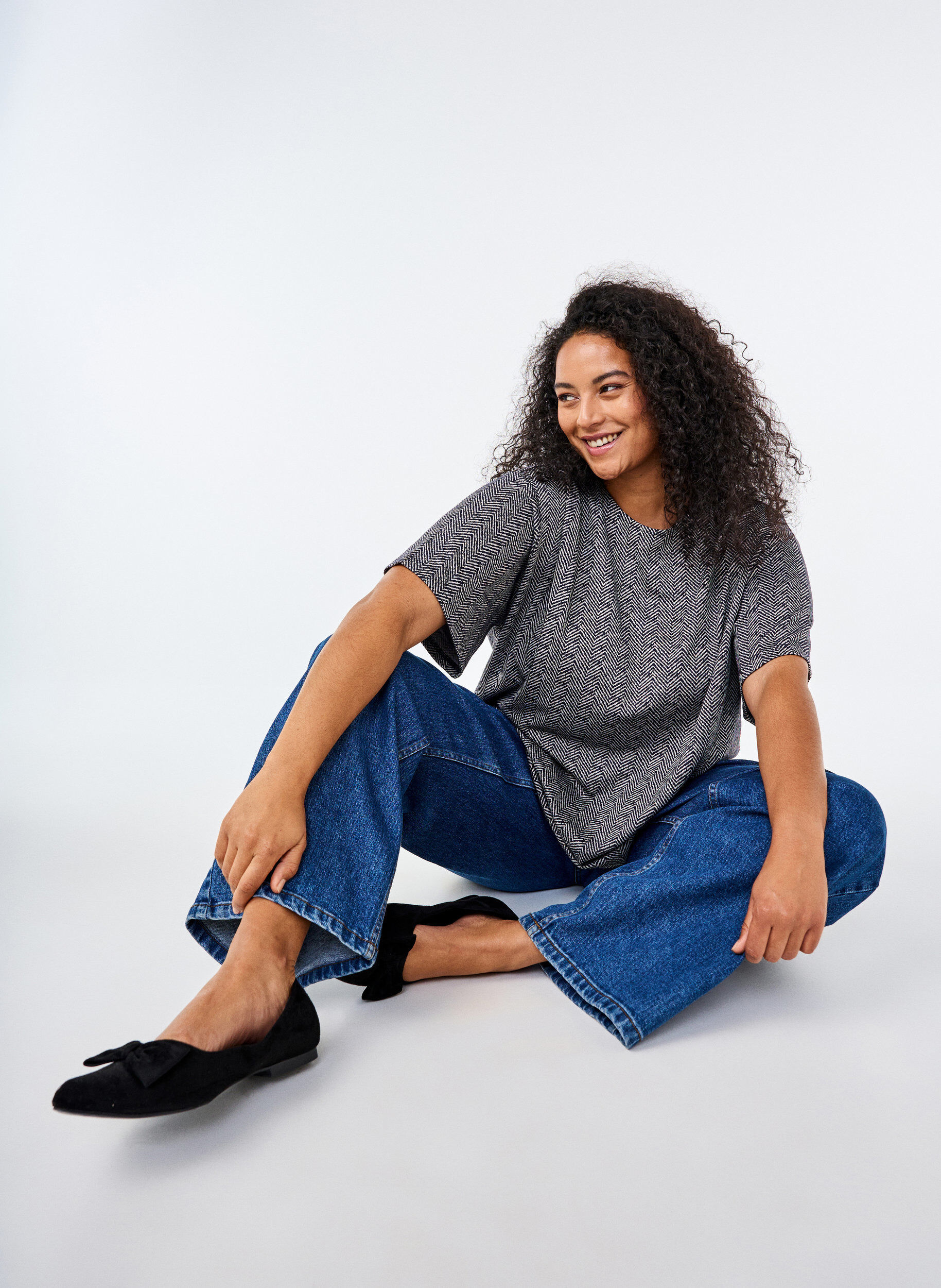 ZizziOversized blouse met patroon, Blauw, Image image number 0