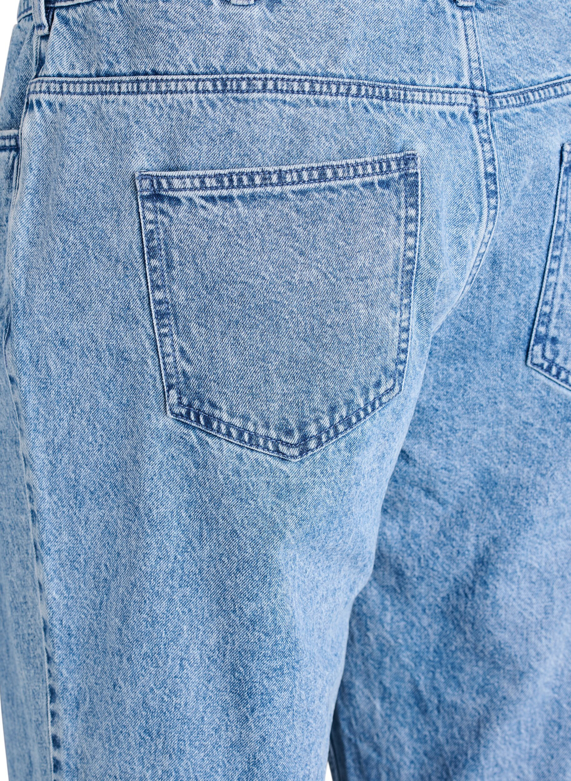 ZizziStraight-fit jeans met een strikceintuur, Blauw, Packshot image number 3