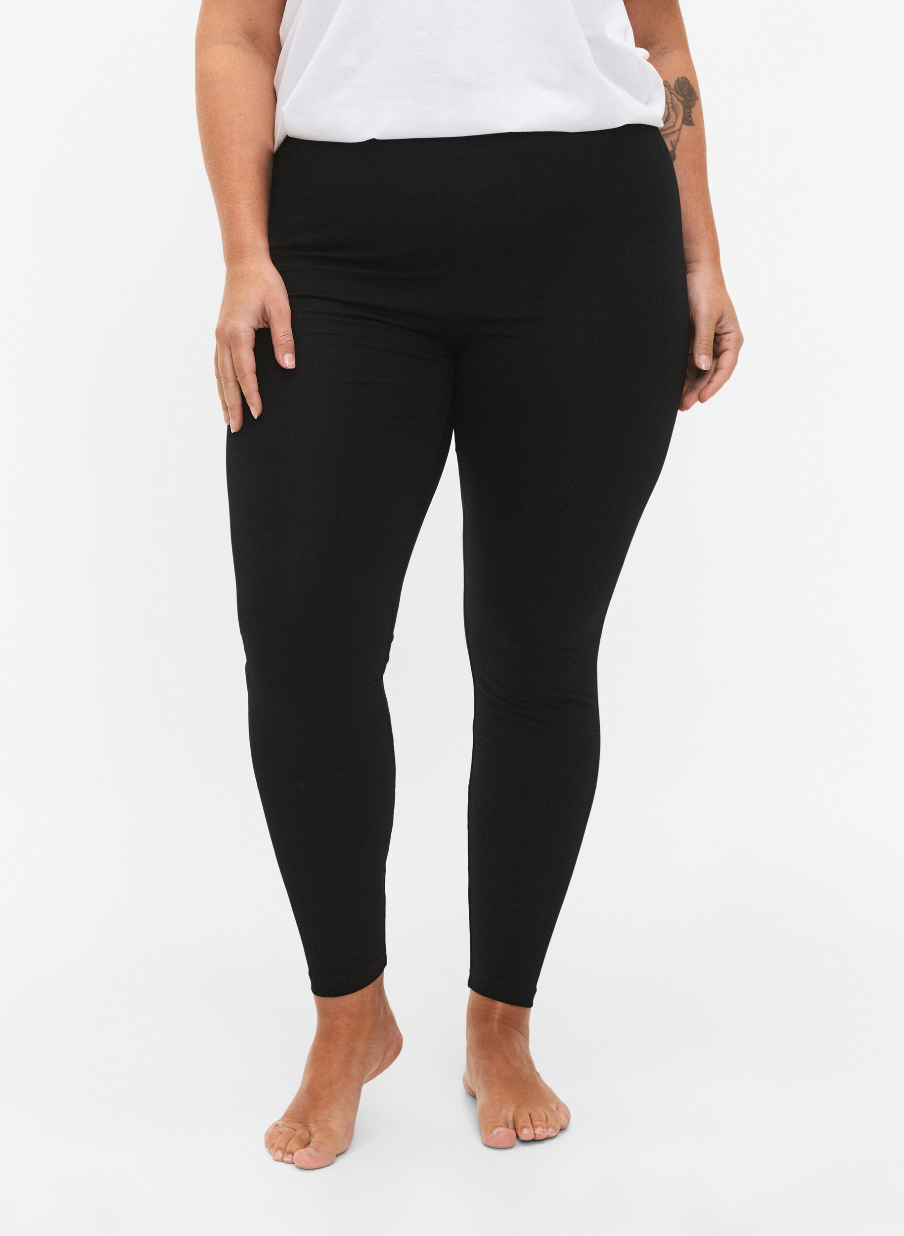 2-pack katoenen leggings, Zwart, Model