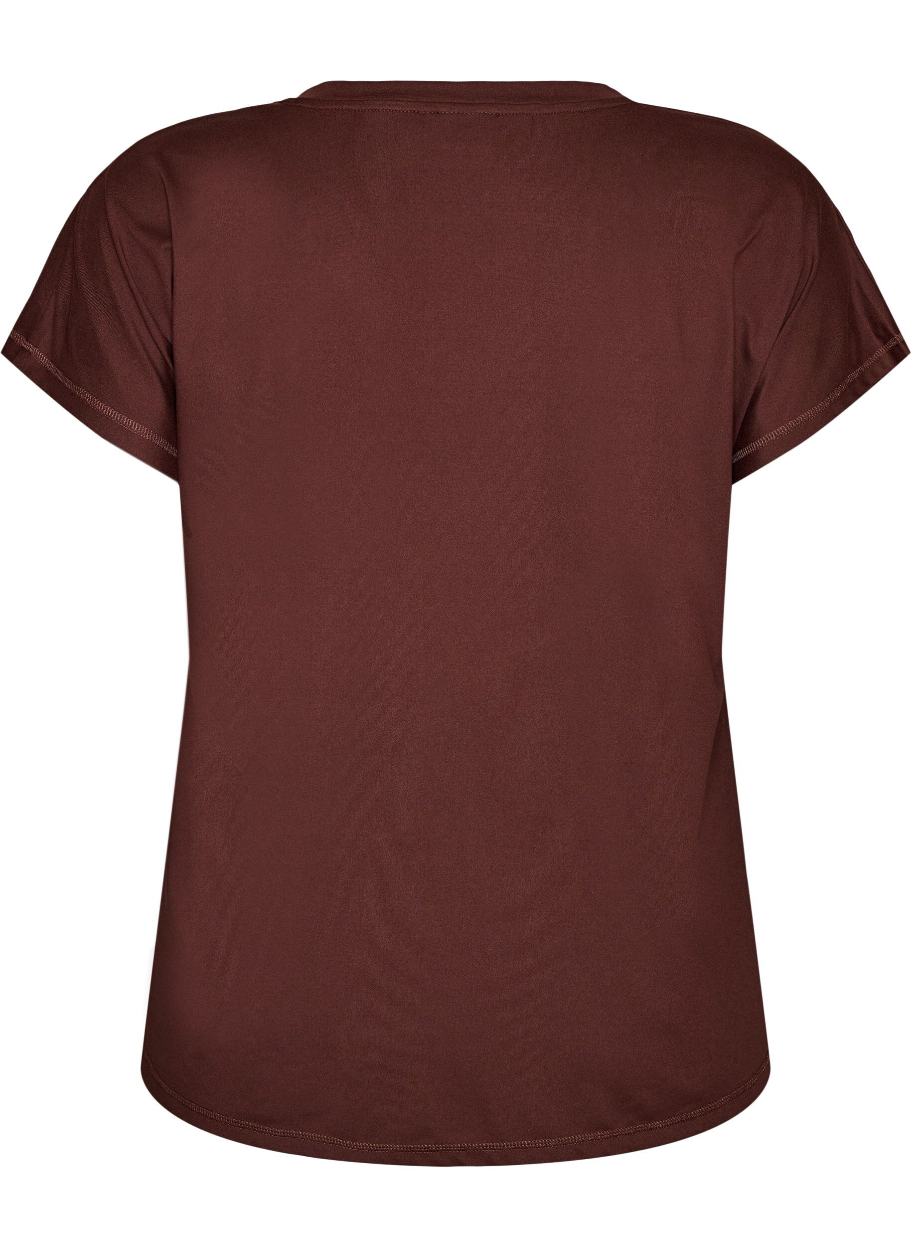 ZizziLosvallend trainings-T-shirt met V-hals, Bruin, Packshot image number 1