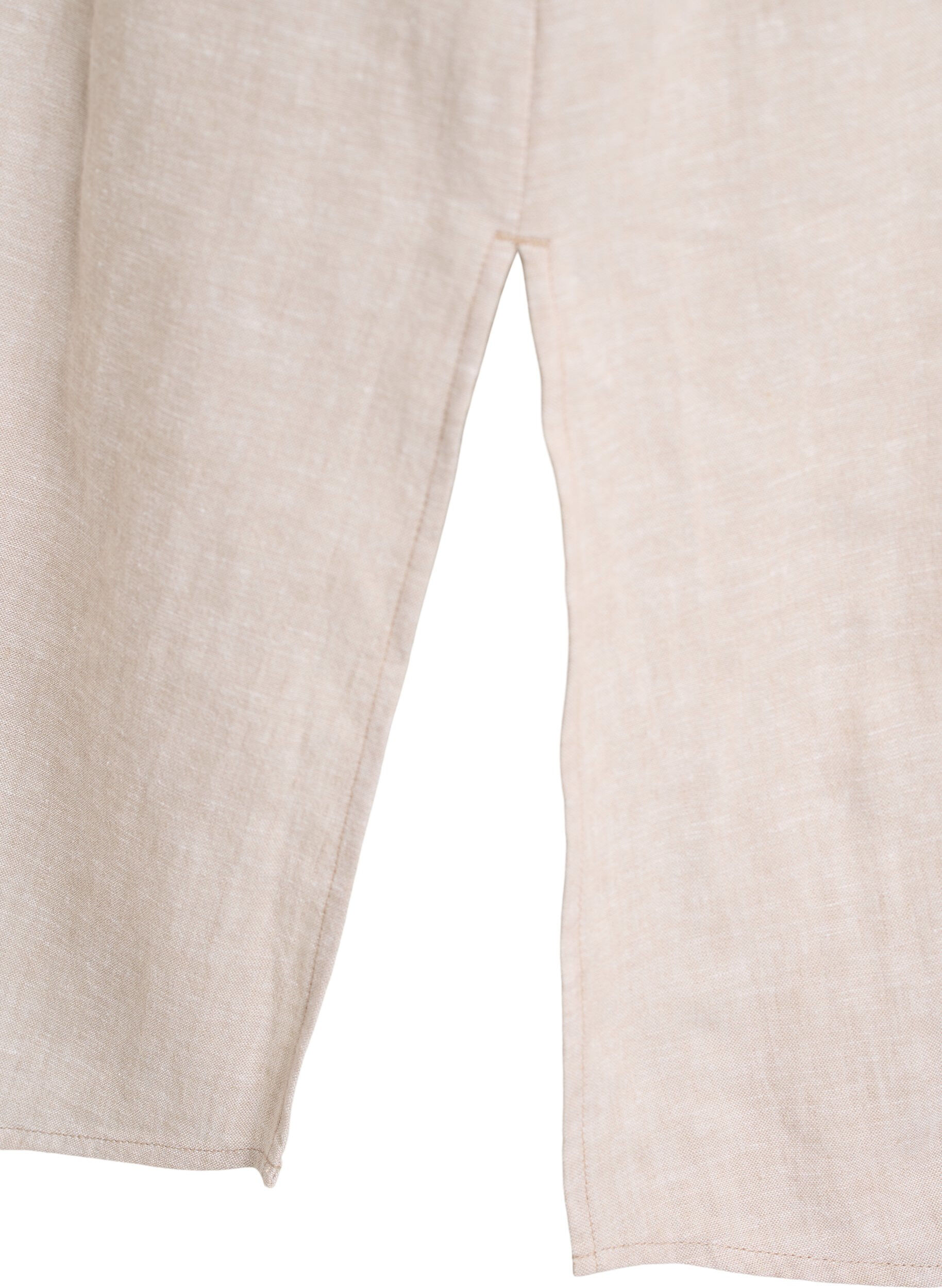 ZizziShirtjurk in linnen en viscose met korte mouwen, Beige, Packshot image number 3