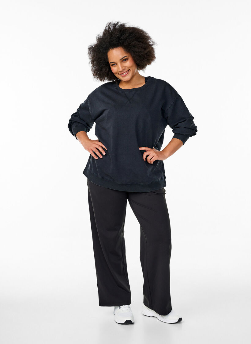 Losvallend sweatshirt met gewassen look, Grijs, Model image number 1