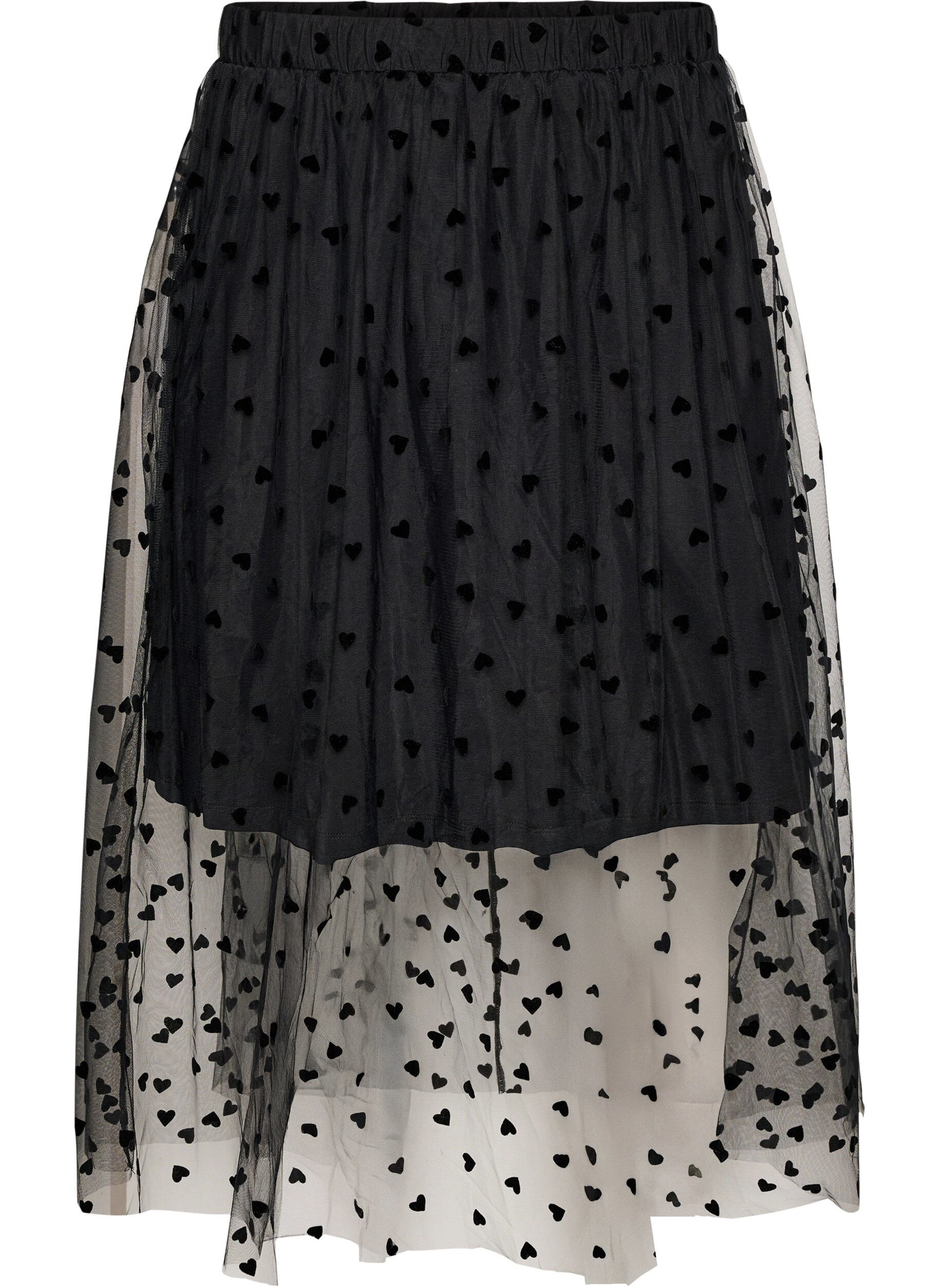 Midi-tule rok met hartjes