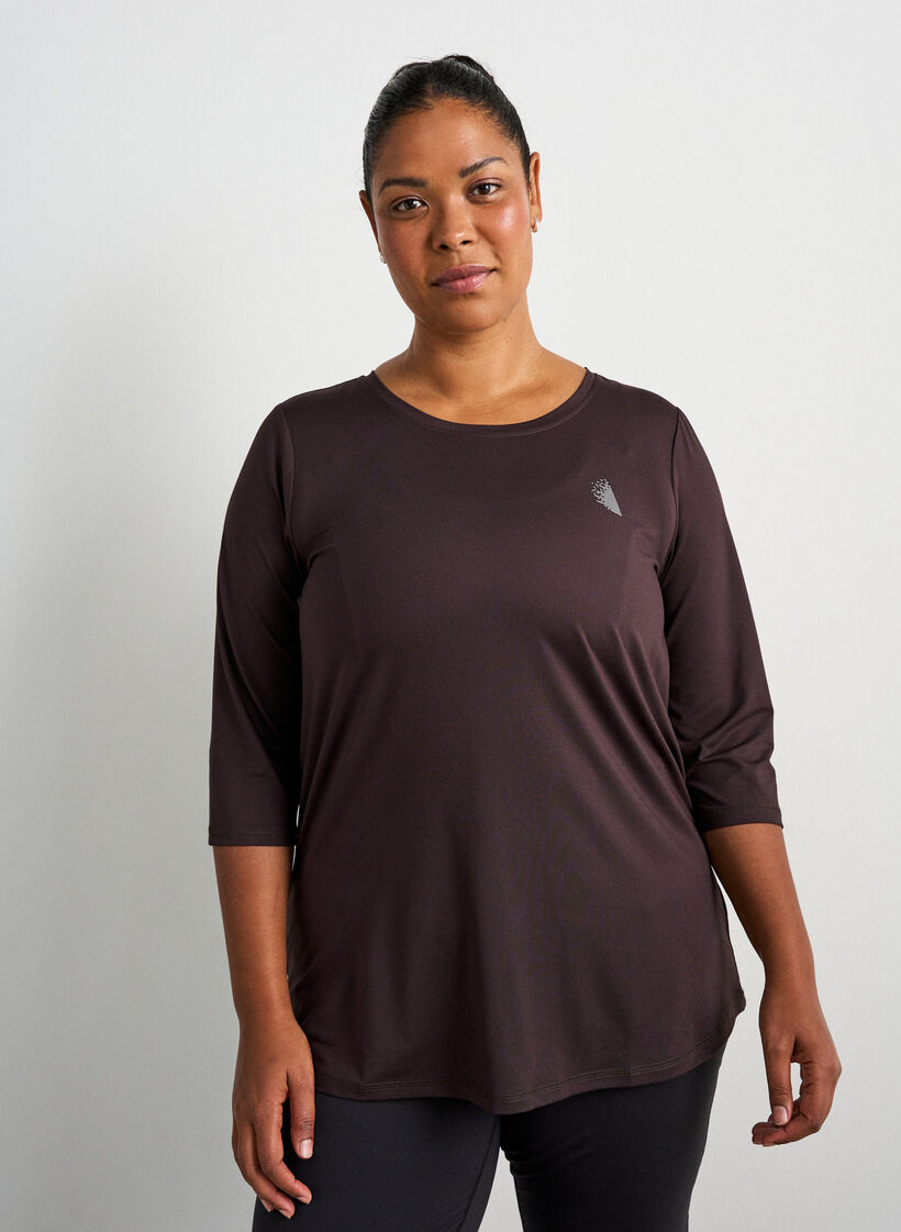 Sporttop met 3/4 mouwen, Brown, Model image number 0