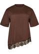 T-shirt met asymmetrische kanten zoom, Bruin, Packshot image number 0