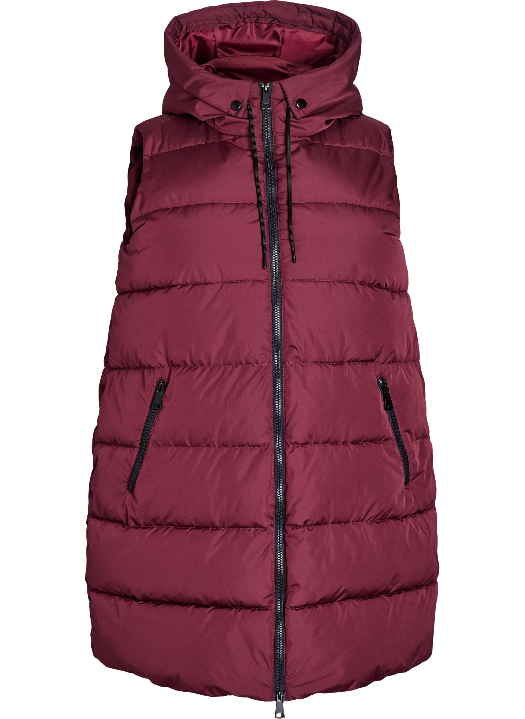 ZizziLange vest met capuchon en zakken, Rood, Packshot image number 0